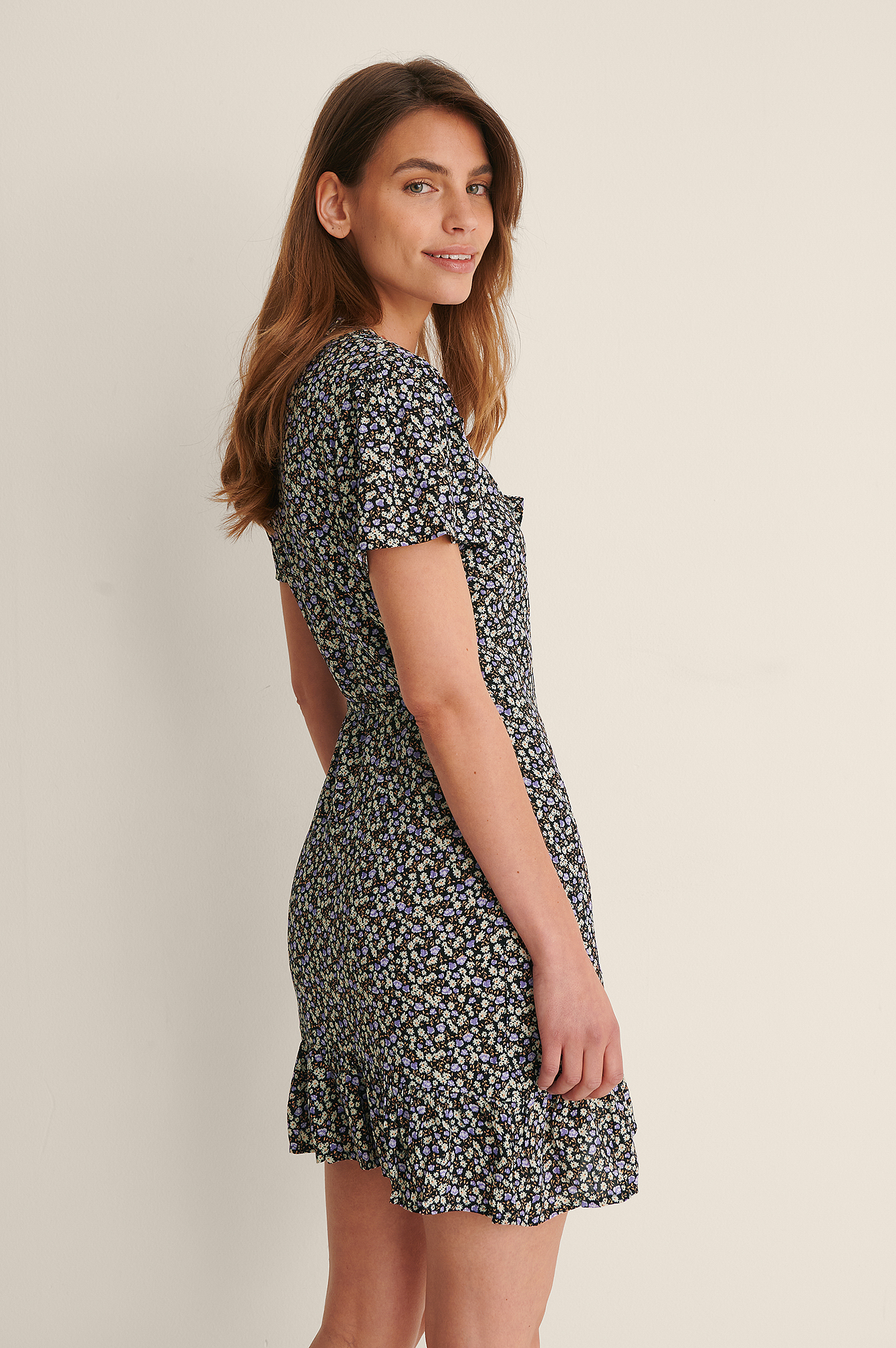 Wrap Mini Dress Flower | na-kd.com