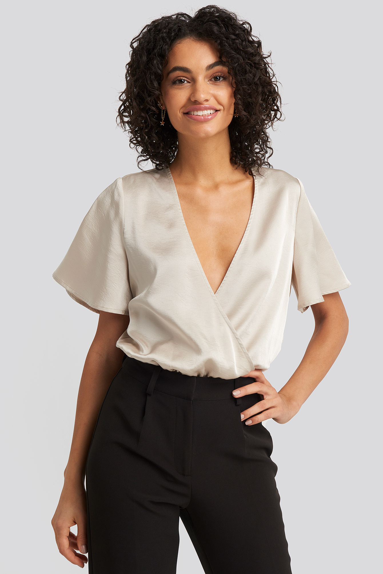 Wrap Over Short Sleeve Body Champagne