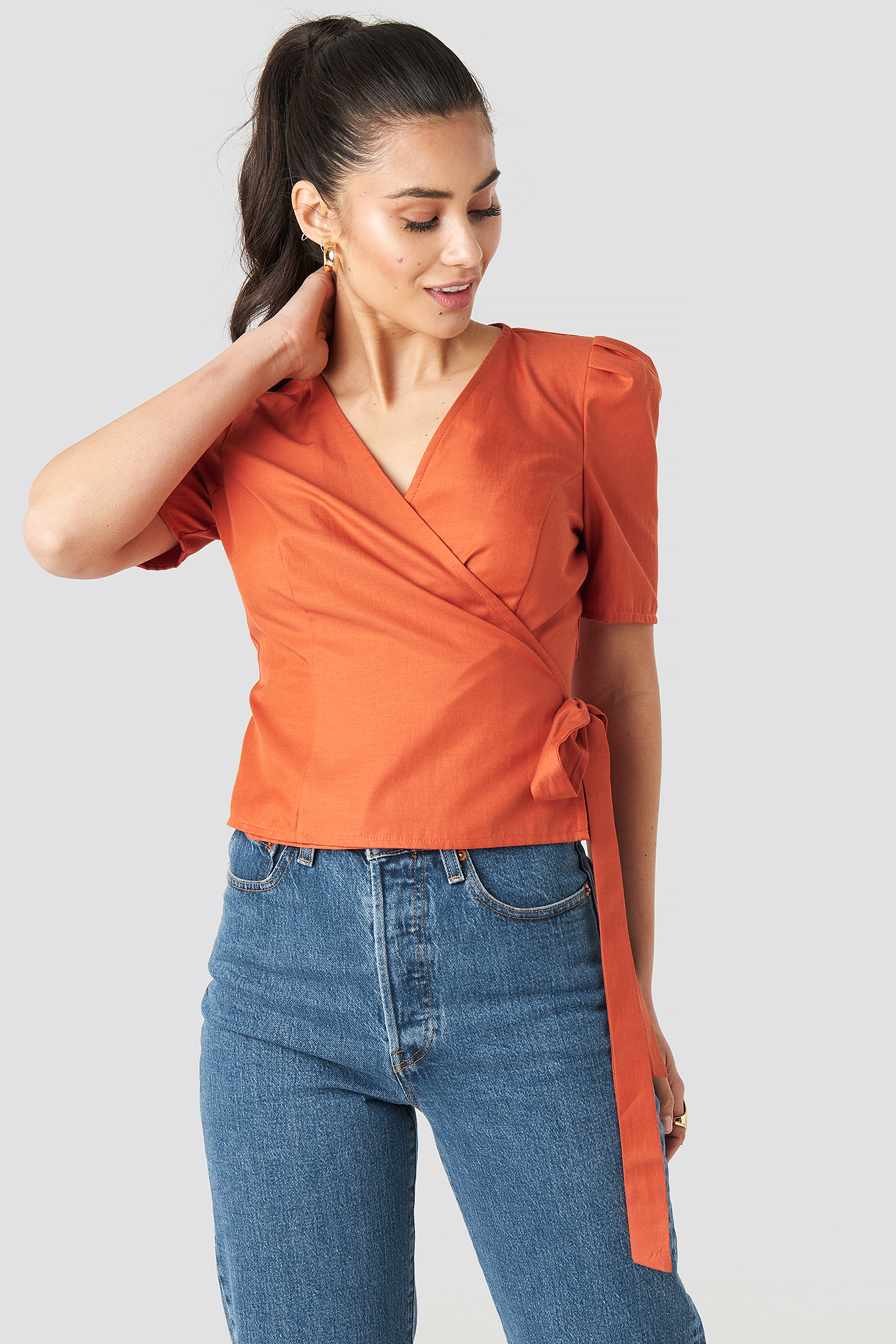 Wrap Over Side Tie Top Rust