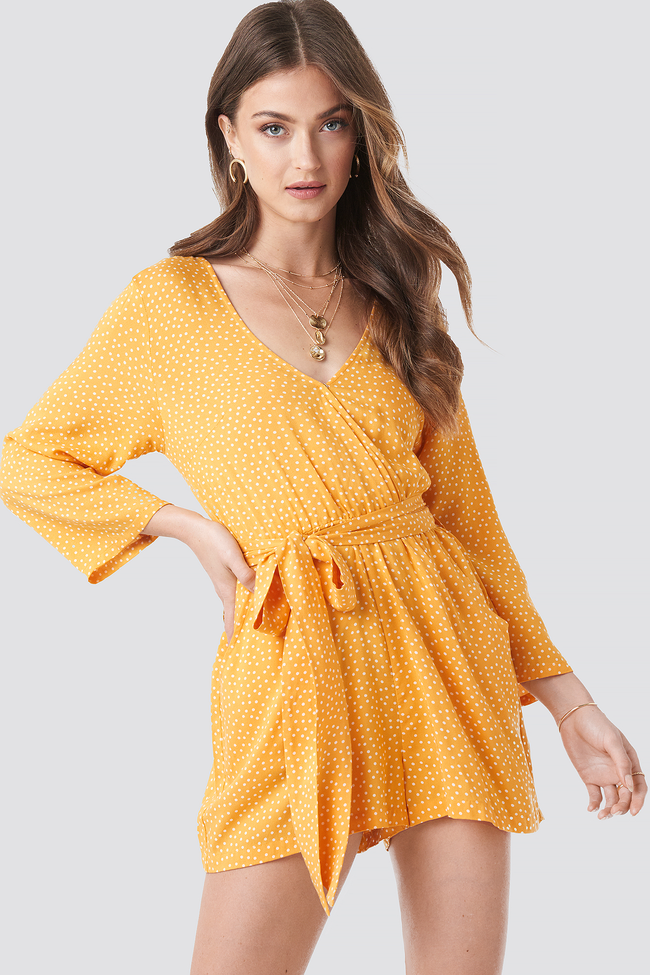 Wrap Playsuit Yellow Dots