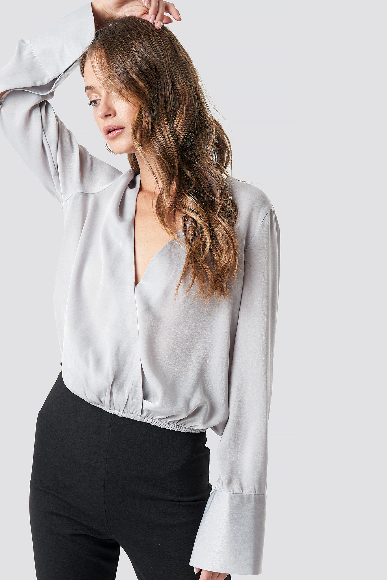 Wrap Satin Top Silver