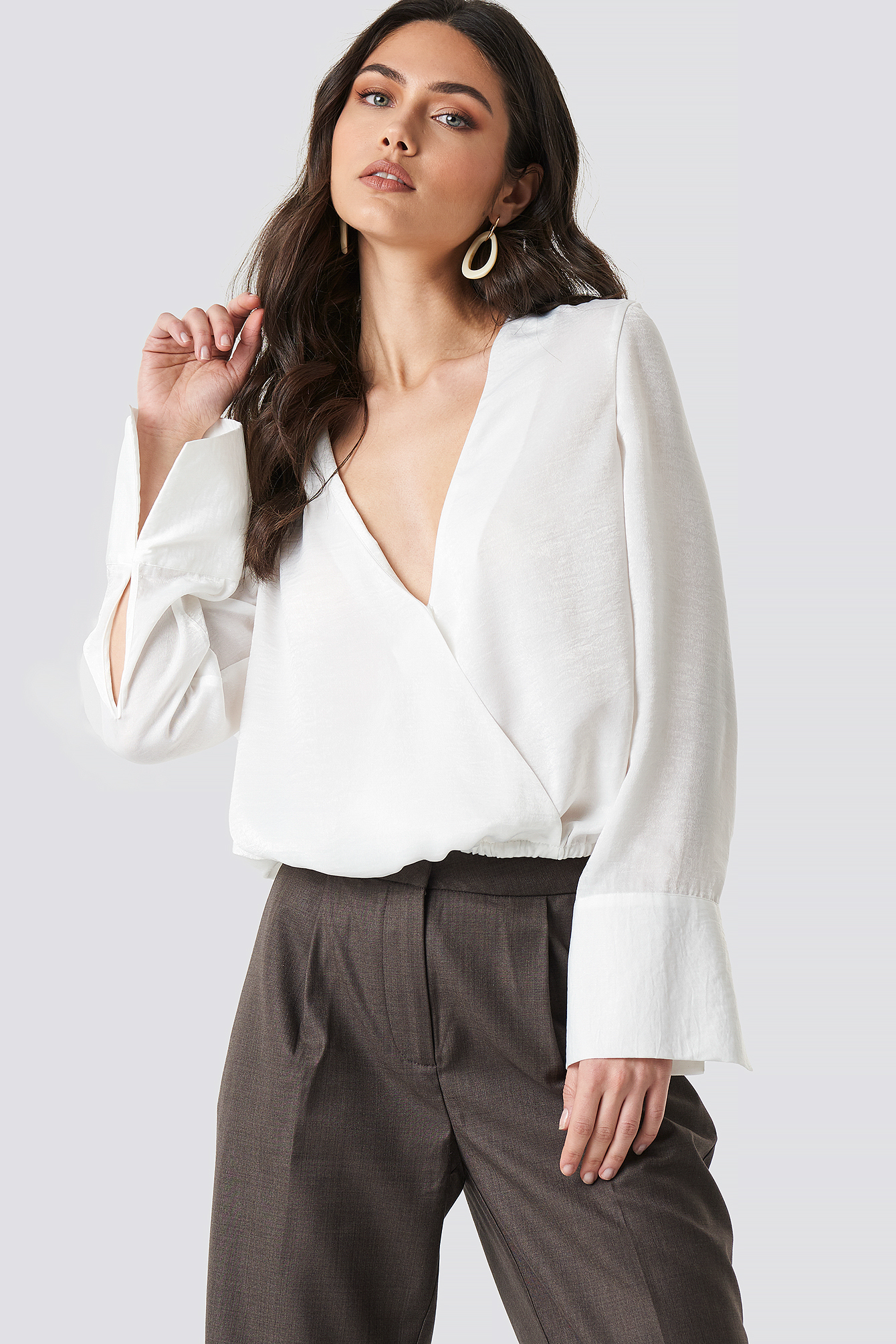 Wrap Satin Top White