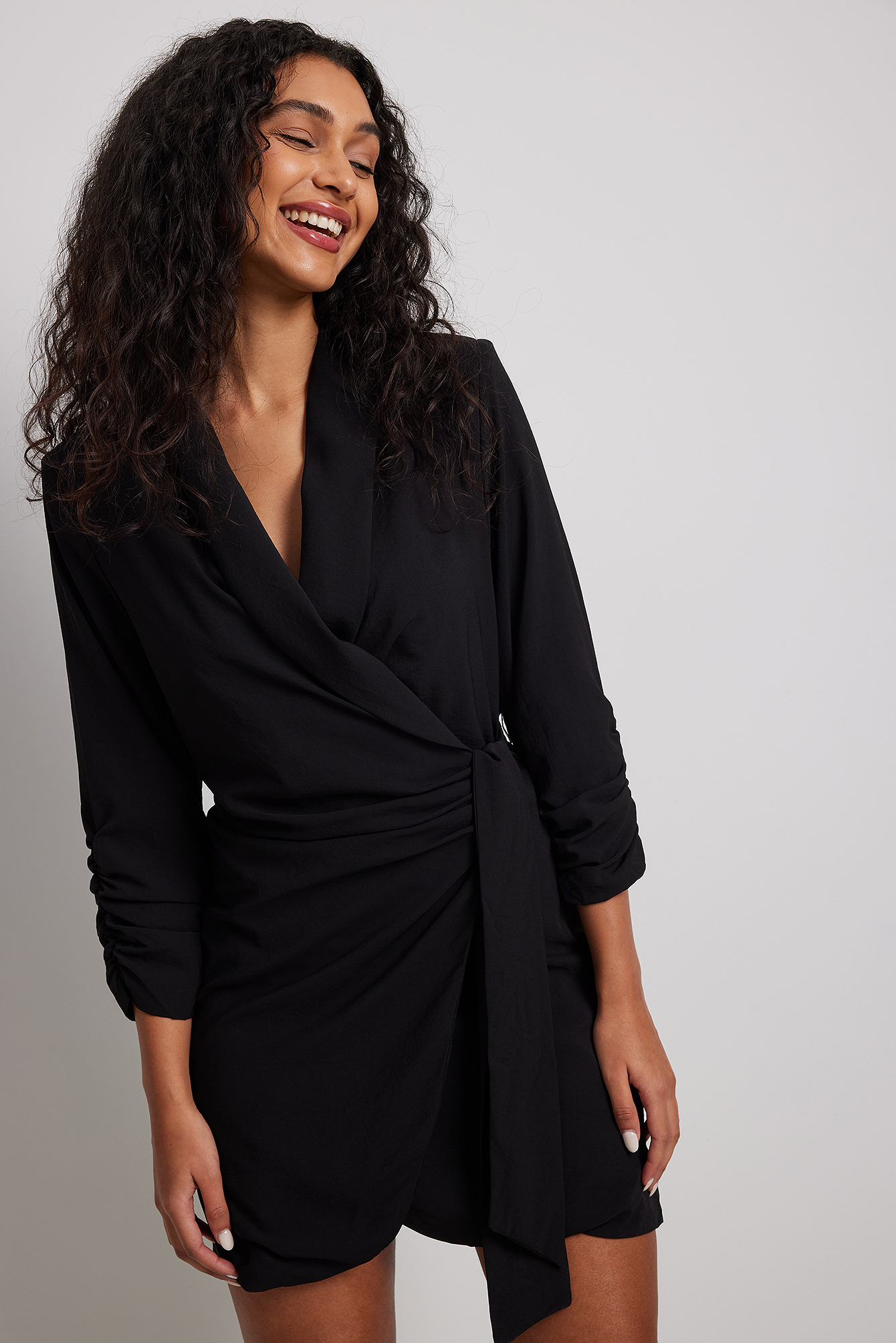 Wrap Shirt Dress Black NAKD
