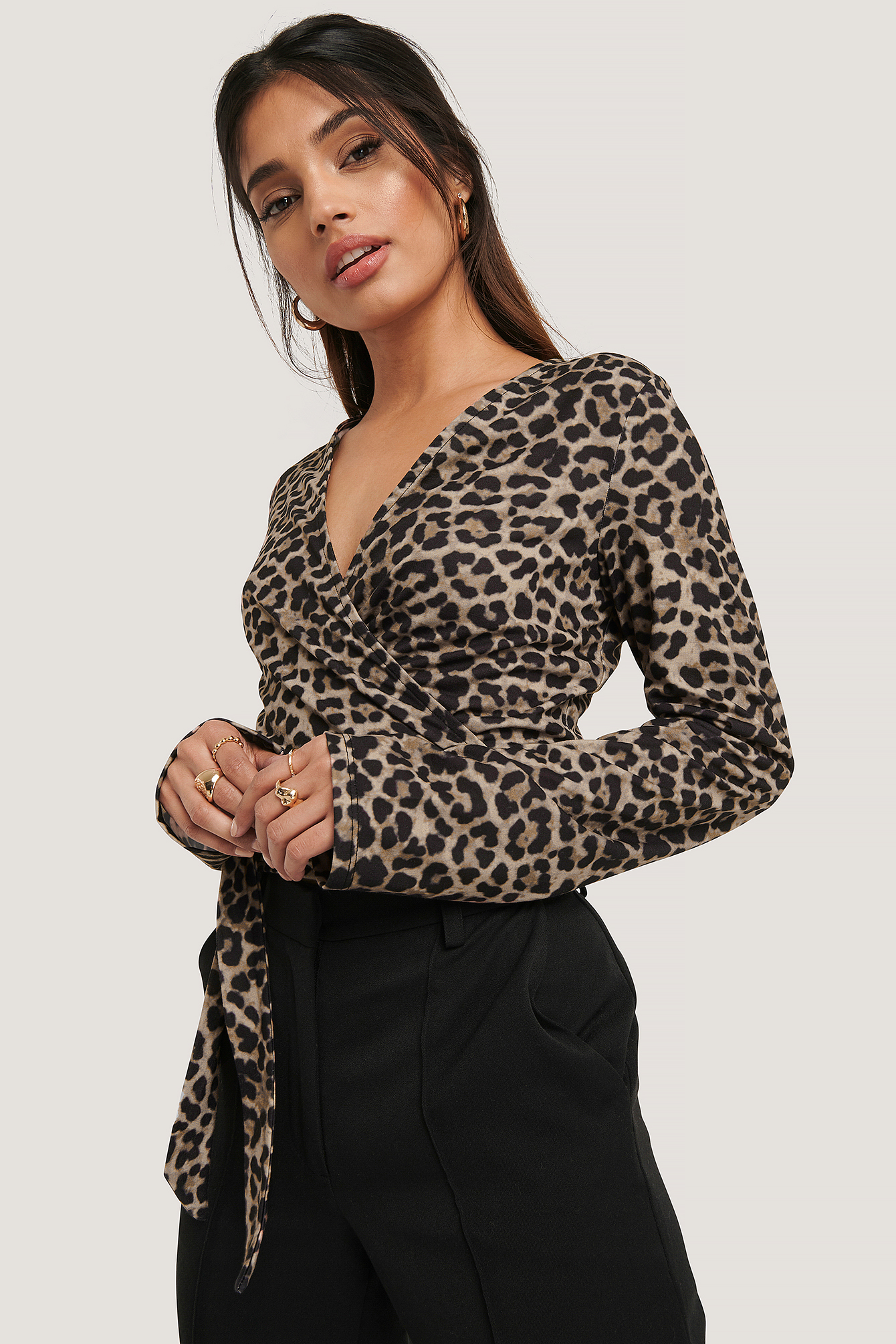 Wrap Tie Leo Print Top Leopard | NA-KD