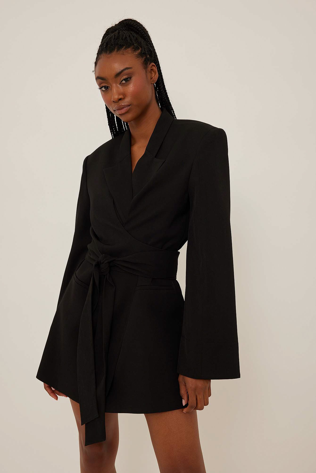Black Gewickeltes Blazer-Kleid
