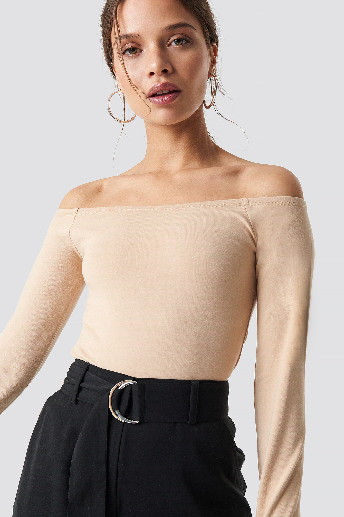 Basic Off Shoulder Top Beige