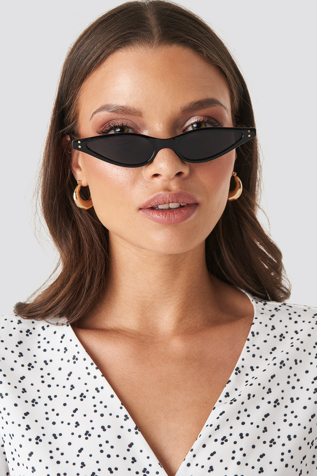 Kate Slim Cat Eye Sunglasses Black Na 