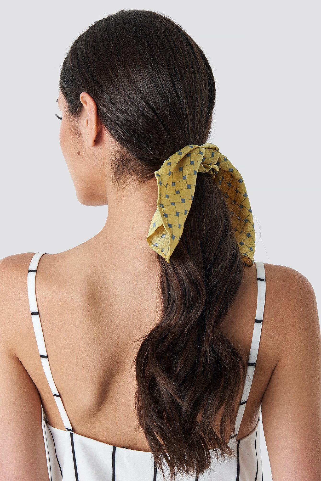 Yellow NA-KD Accessories Yellow Patterned Knot Scrunchie