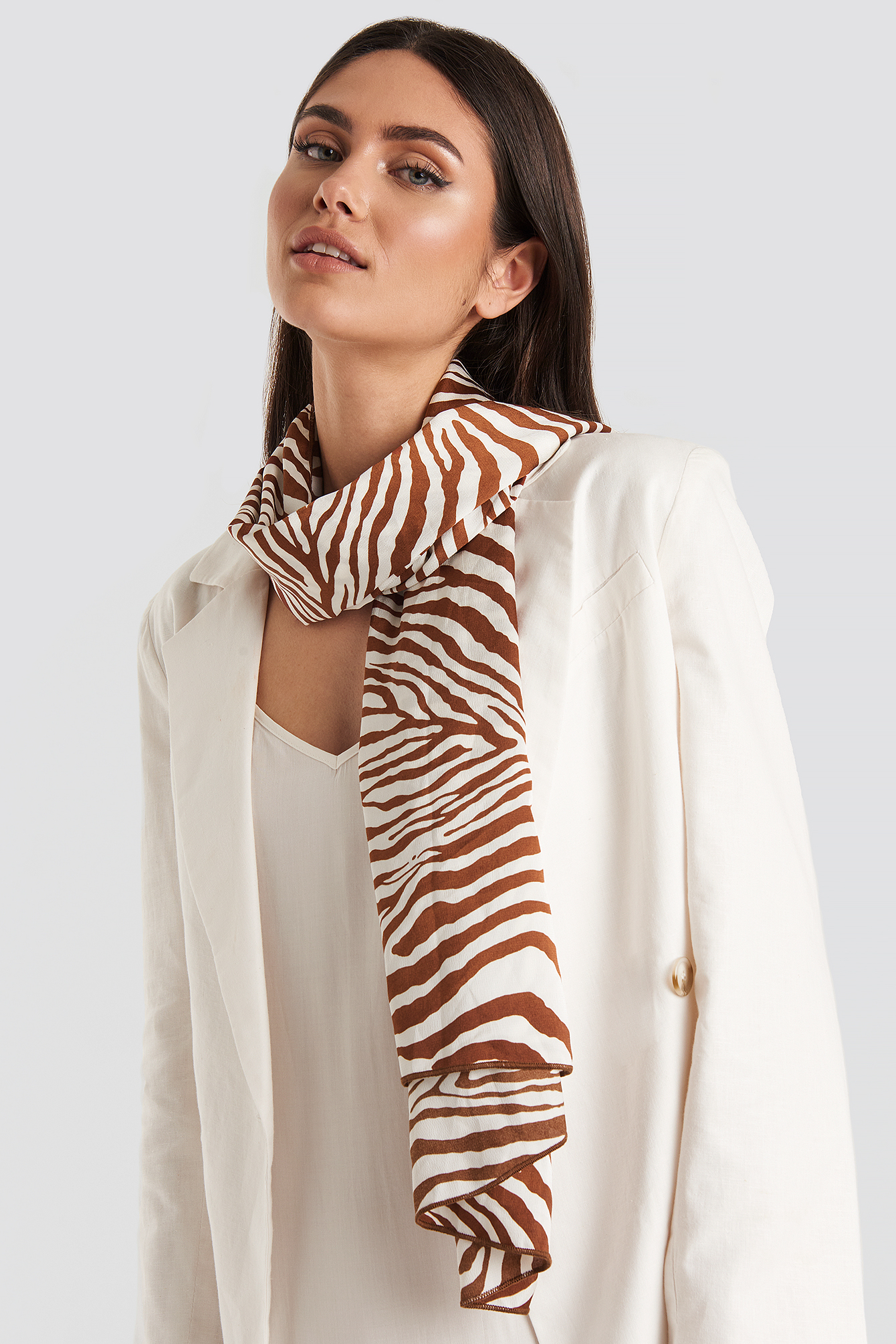 Zebra Satin Scarf Terracotta