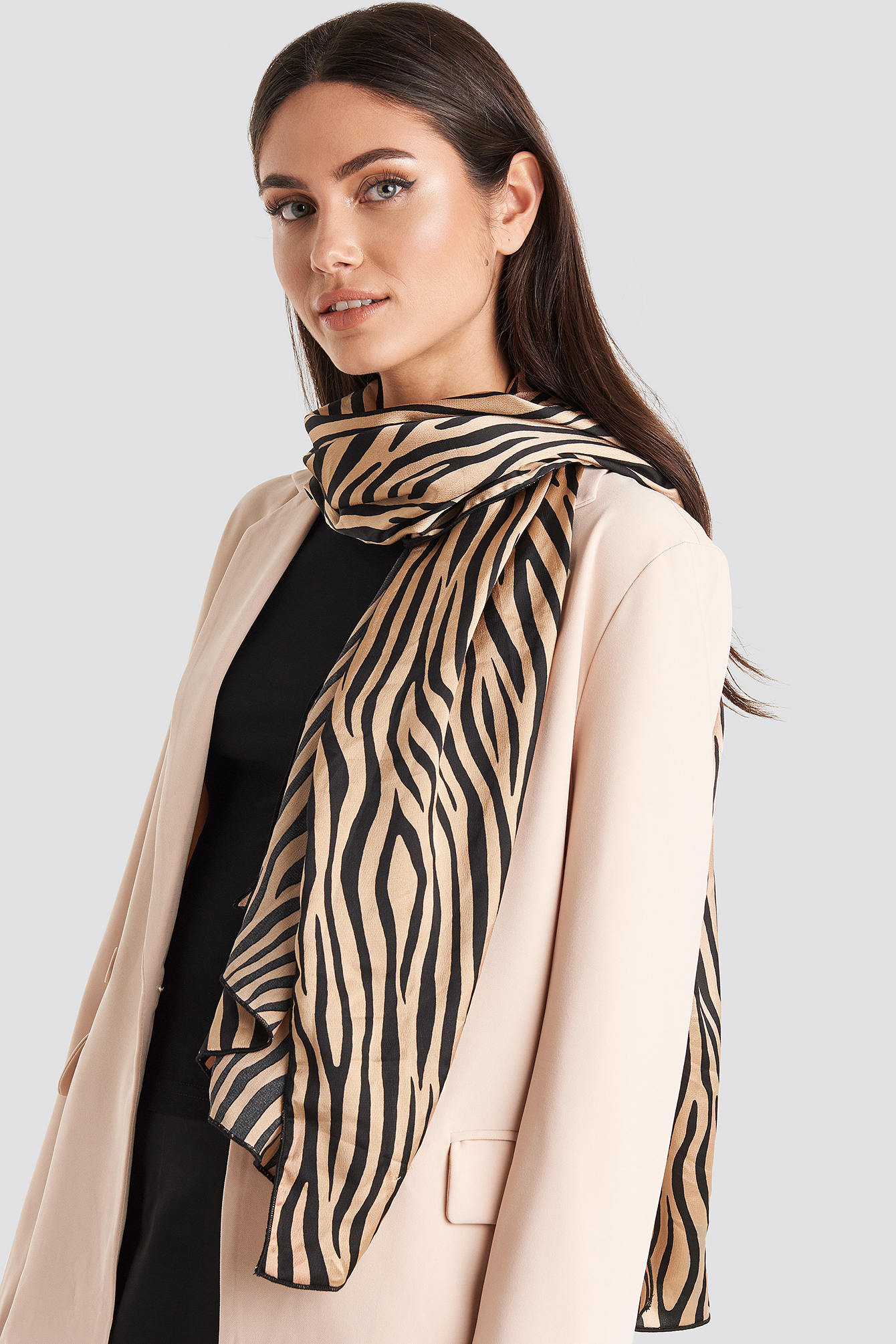 Zebra Satin Scarf beige/Black