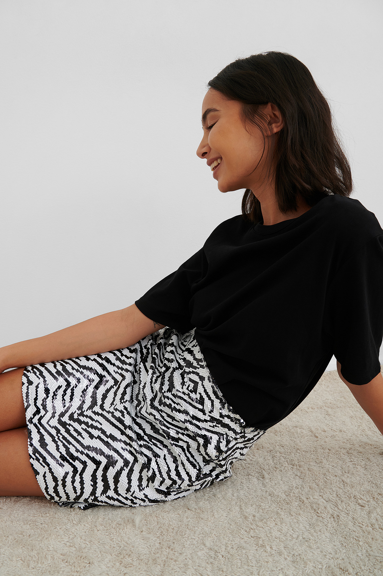 Zebra Sequin Mini Skirt Multicolor | na 