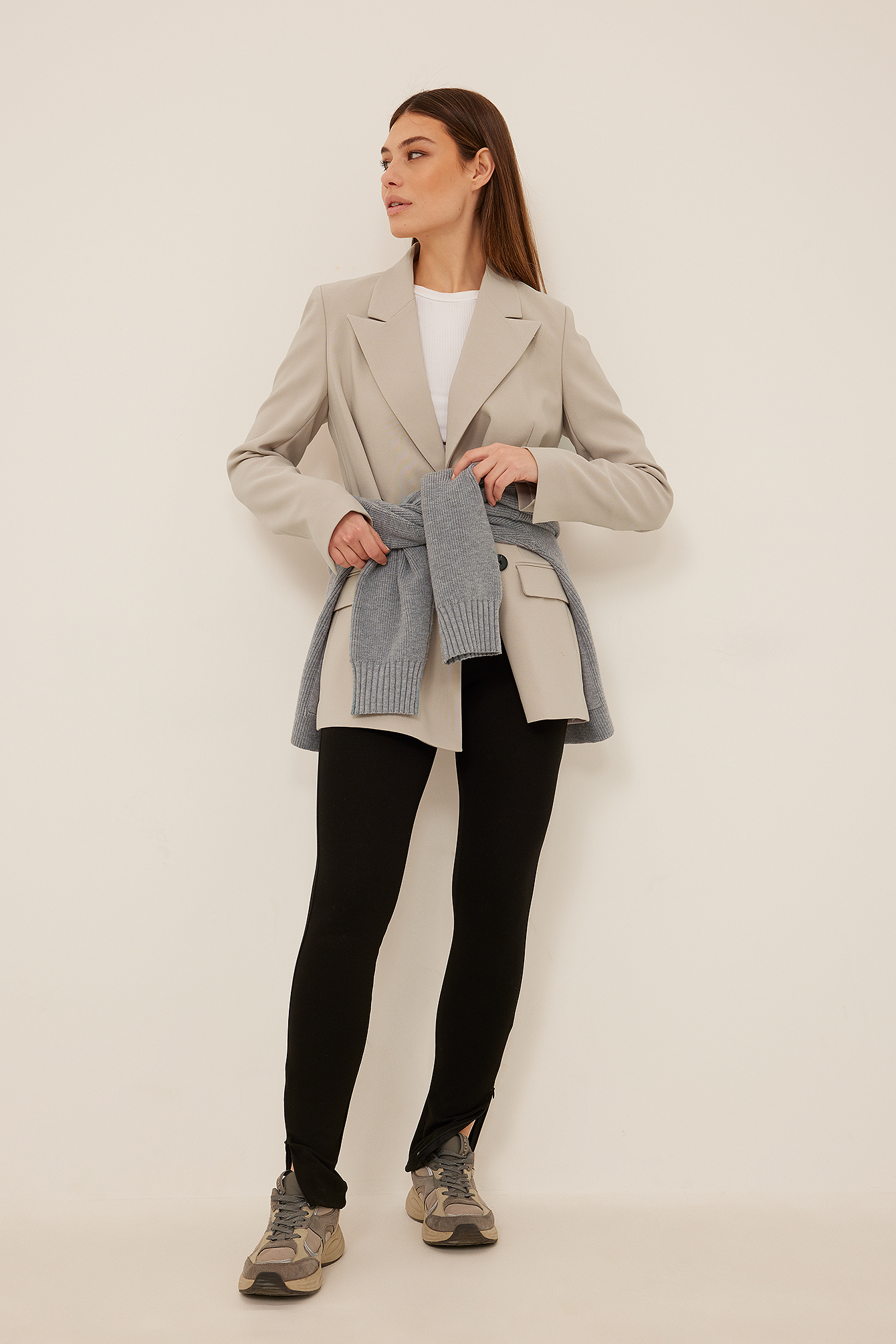 Zip Detail Jersey Trousers Black | na 