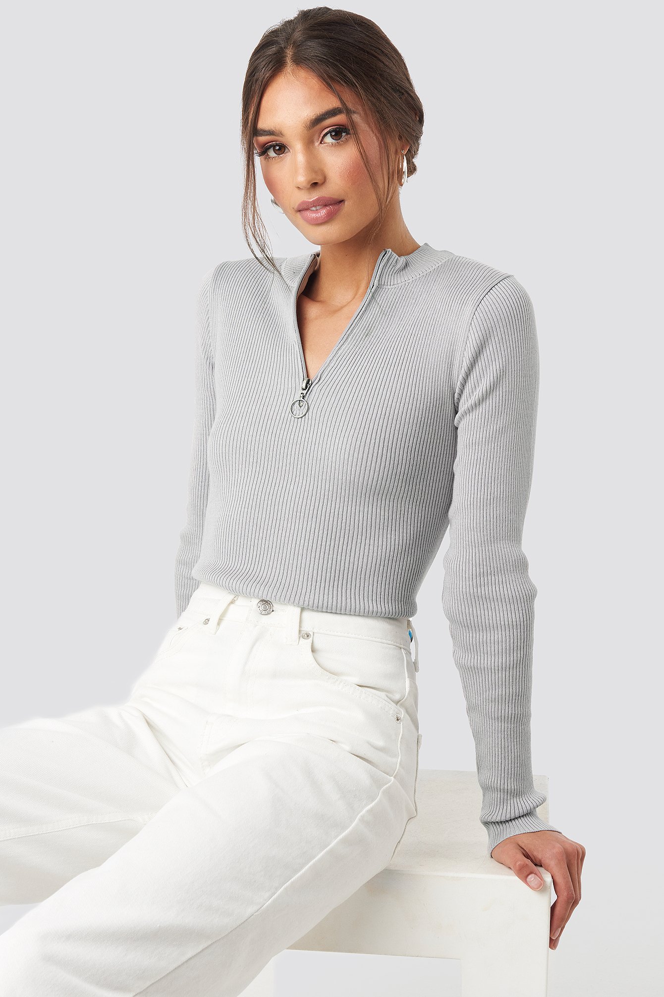 nakd zip knitted sweater
