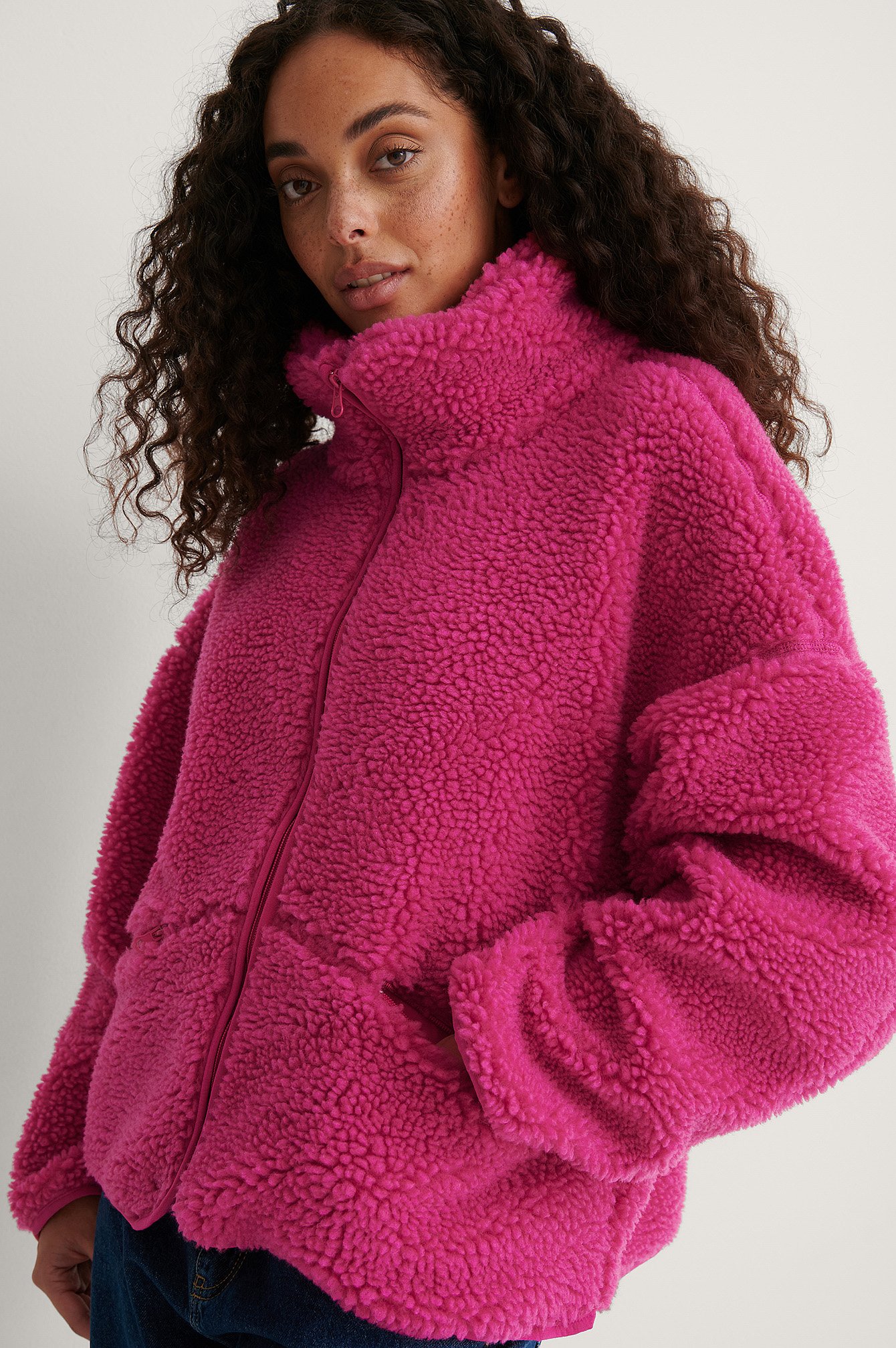 TeddyJacke Mit Reißverschlusstasche Rosa