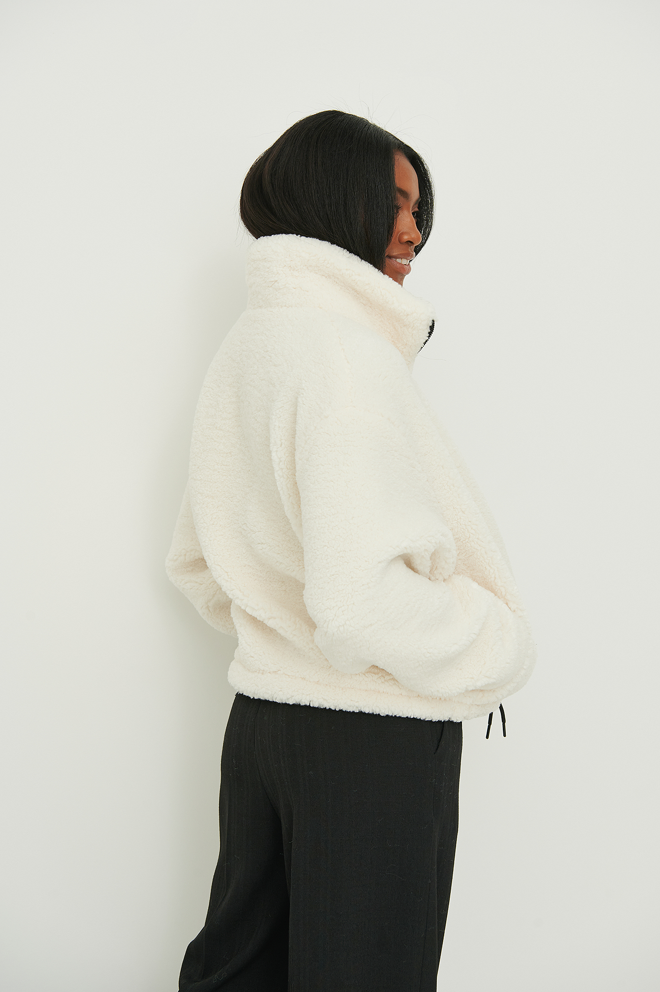 Zip Up Teddy Jacket Offwhite | na-kd.com