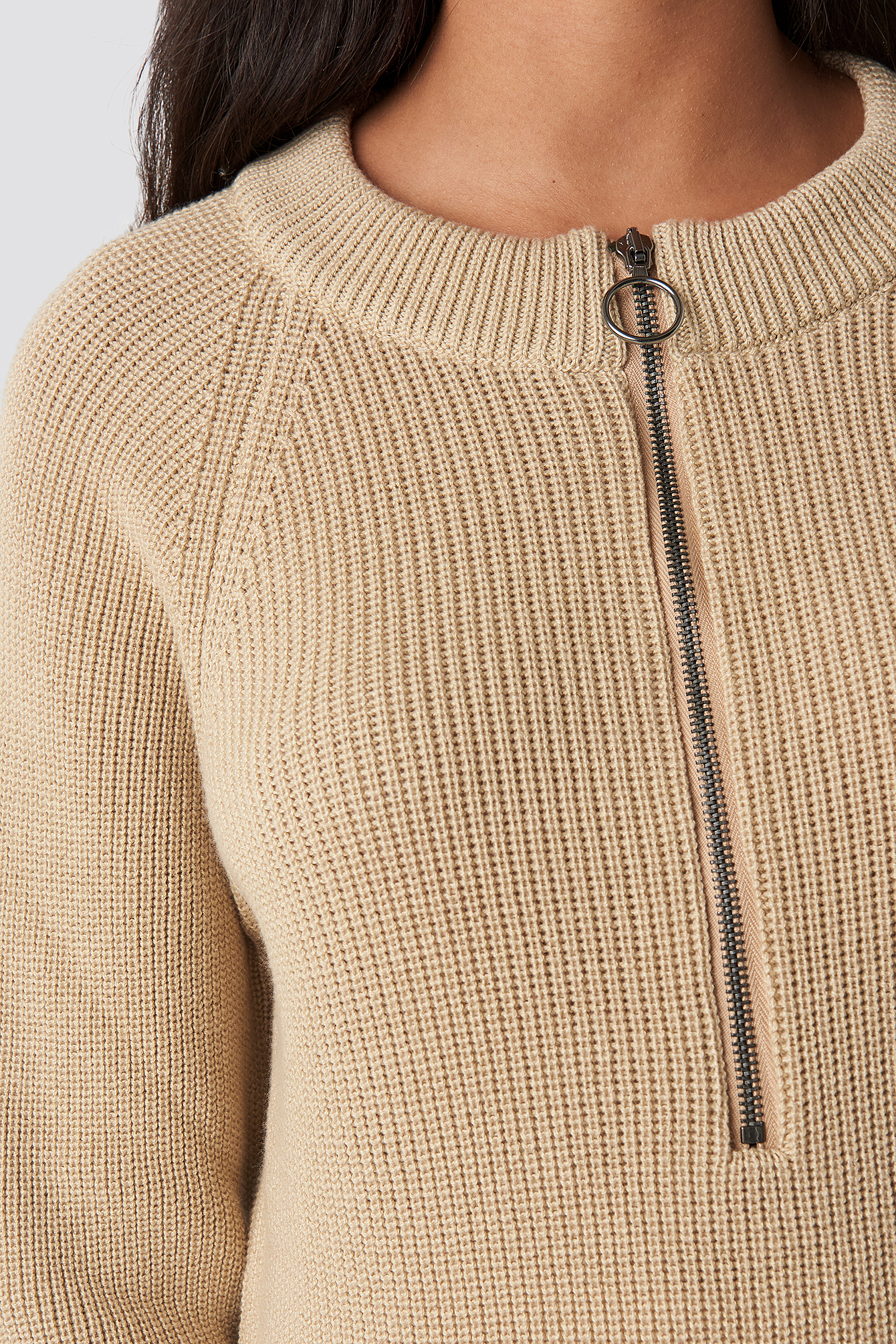 nakd zipper front knitted sweater