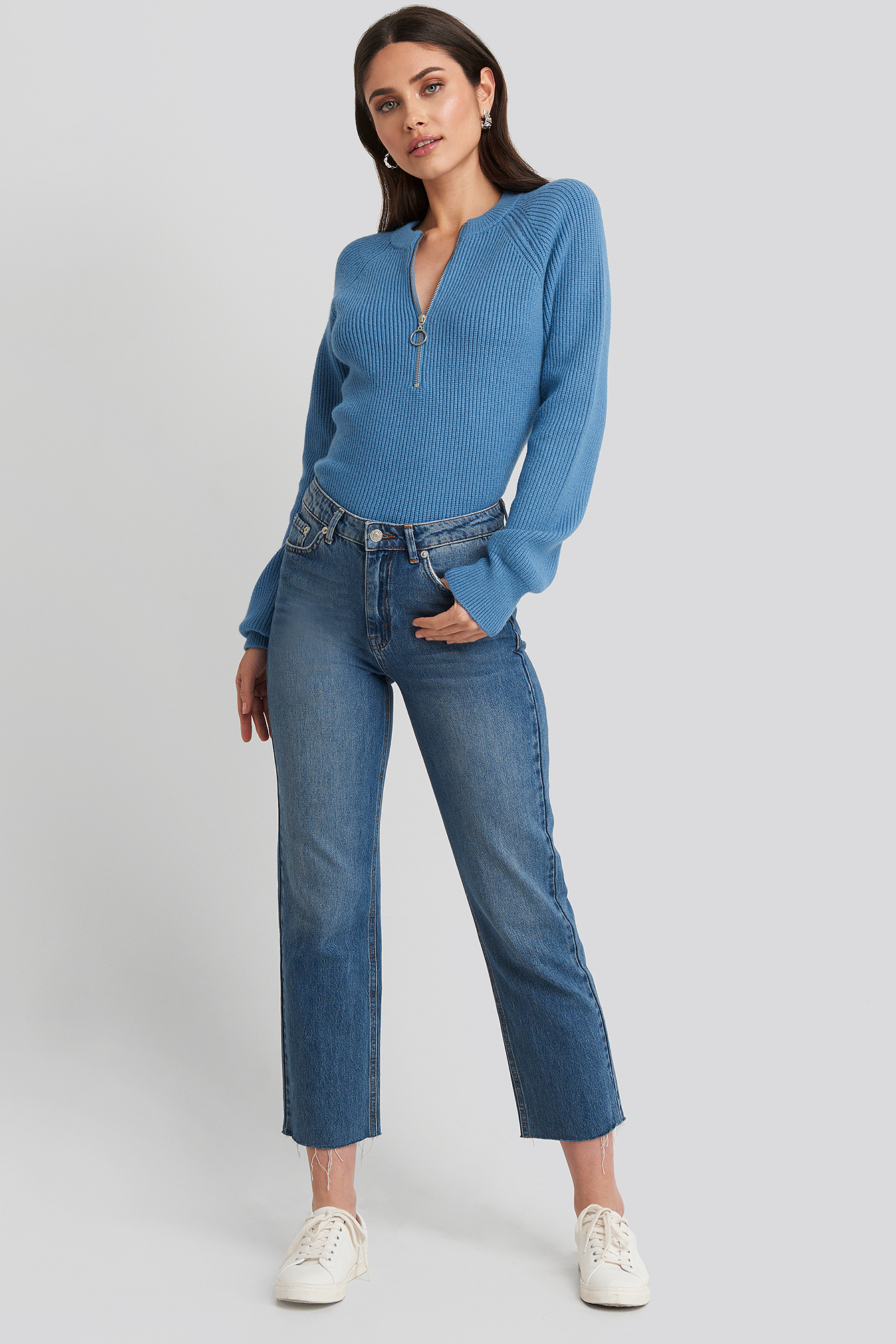 nakd zipper front knitted sweater