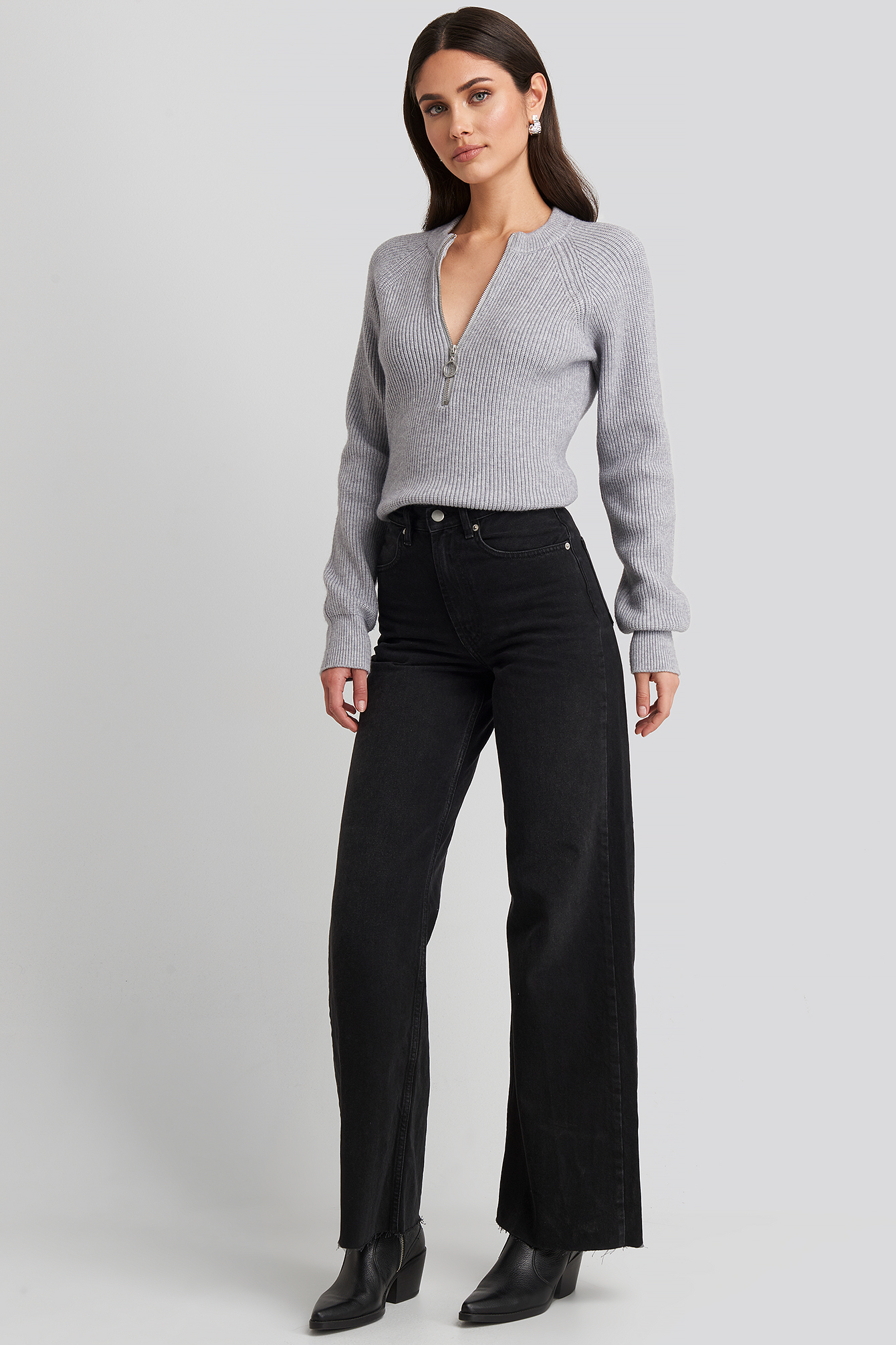 nakd zipper front knitted sweater