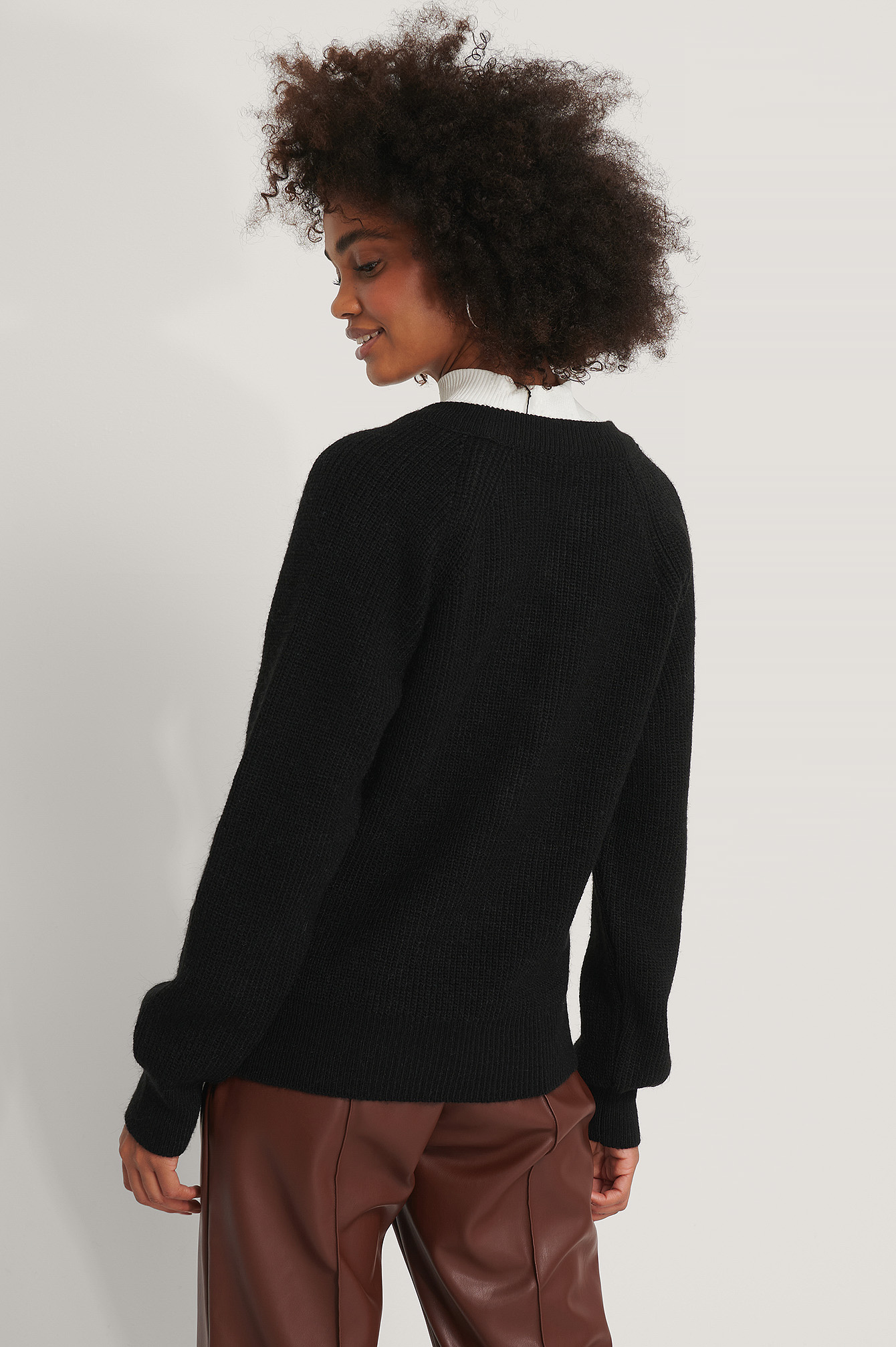 Zipper Front Knitted Sweater Black | na-kd.com