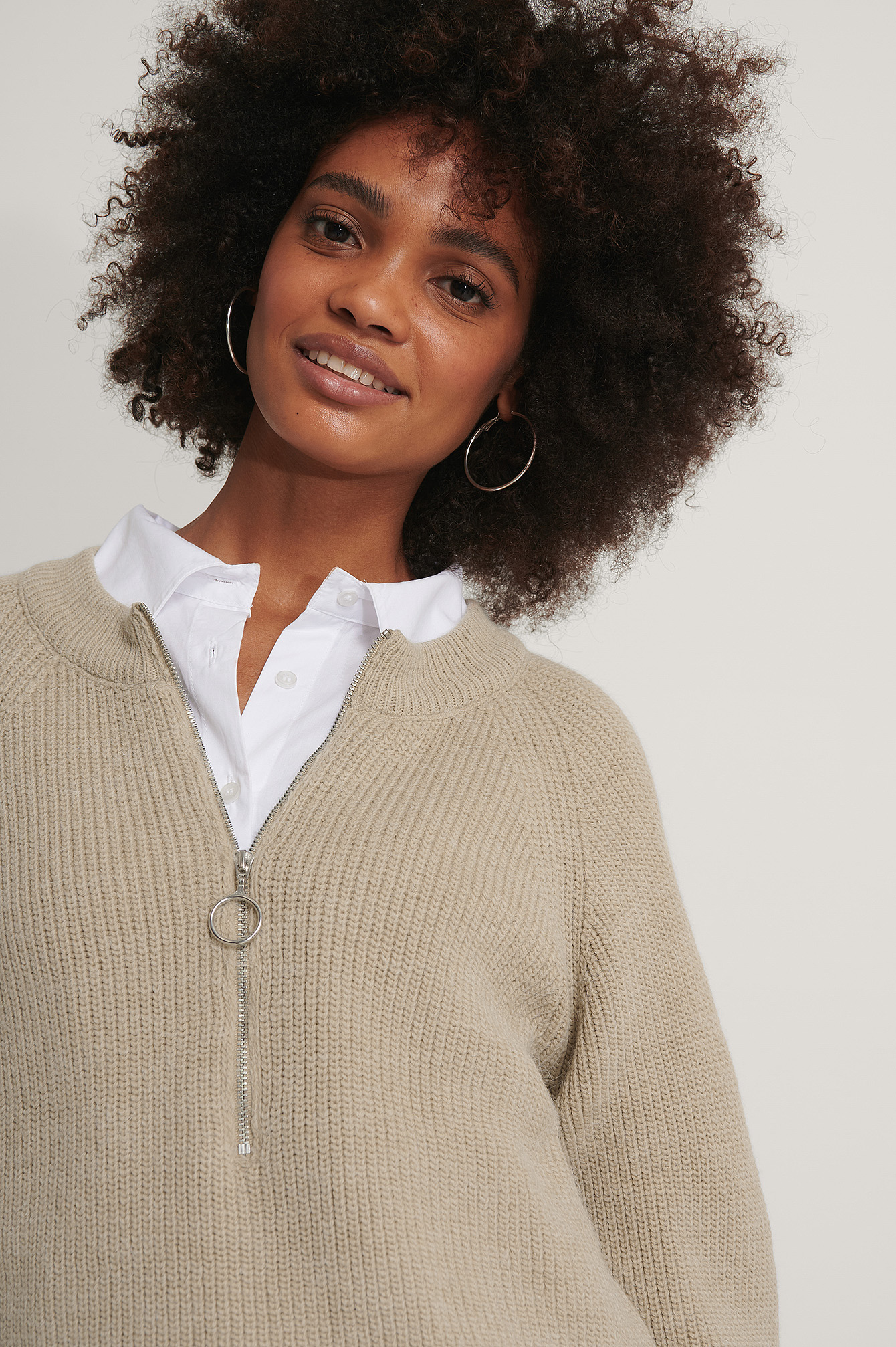 Plaid Front Zip Sweater Shop Discounted 