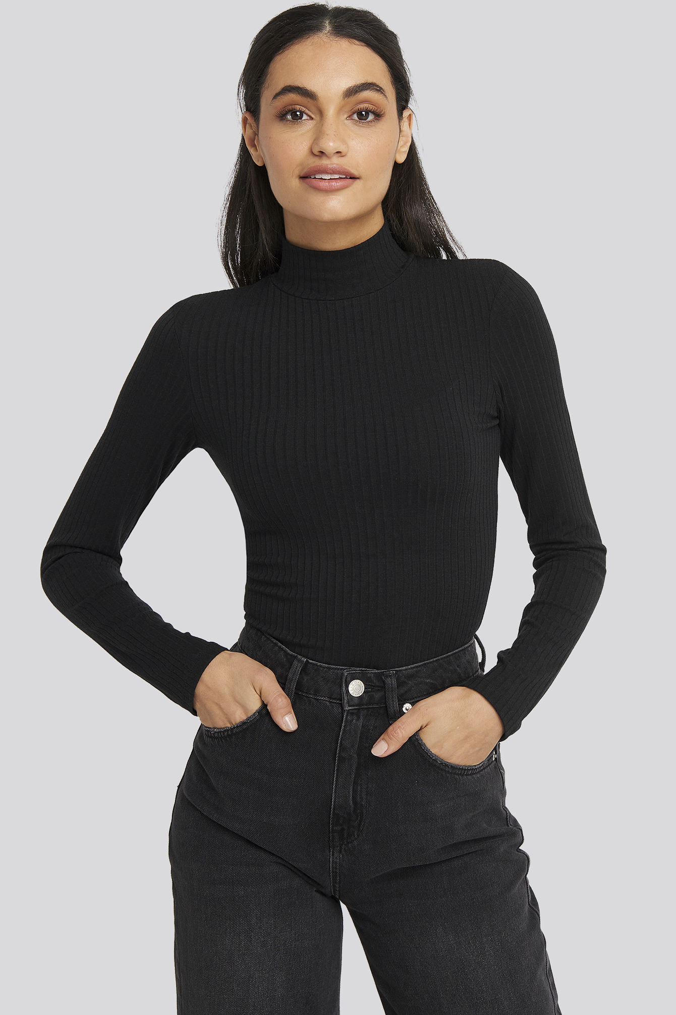 long sleeve ribbed polo top