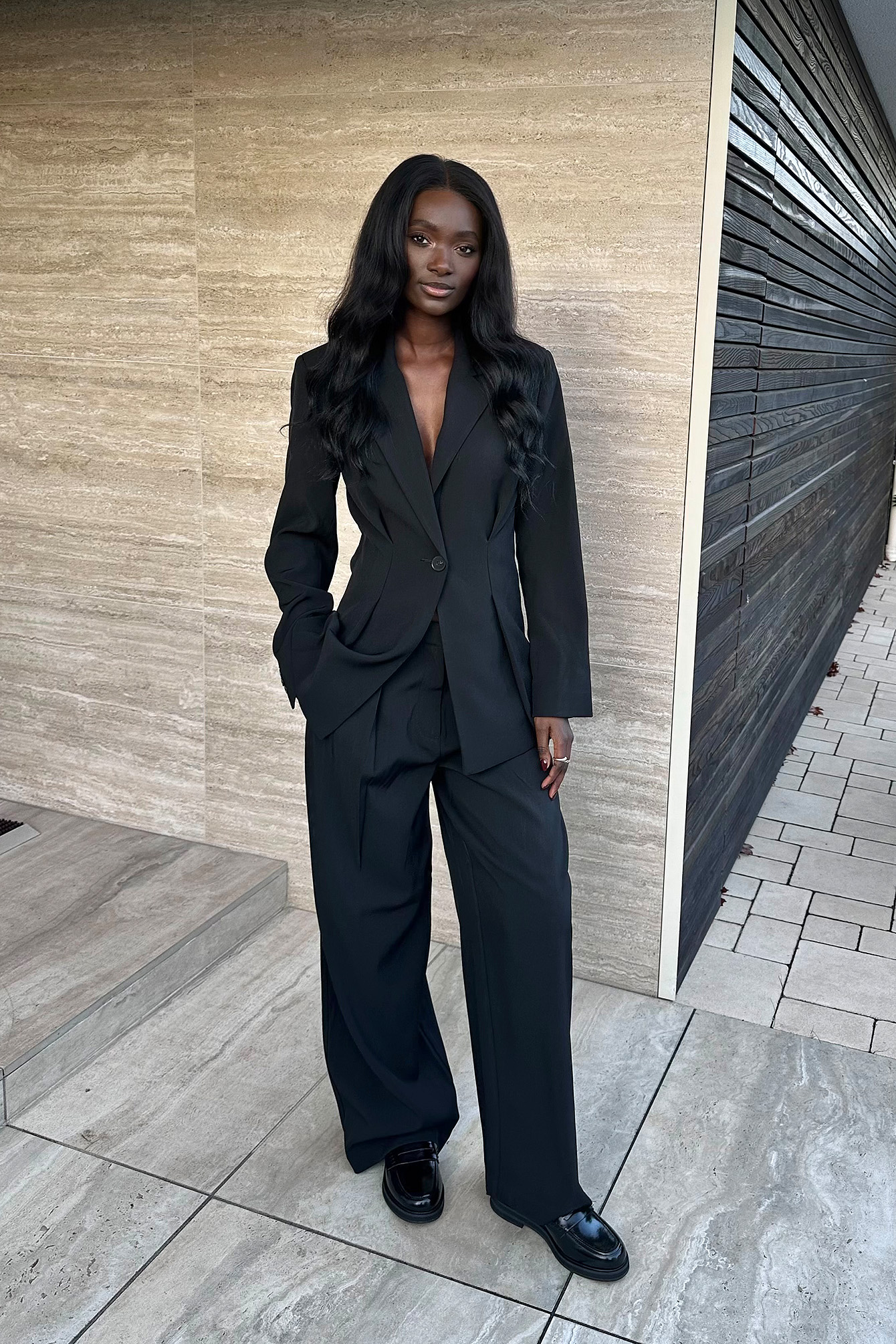 Blazer Noir Femme H&M Taille 42 - En Polyester/viscose, Doublure Polyester - Occasion Très Bon état