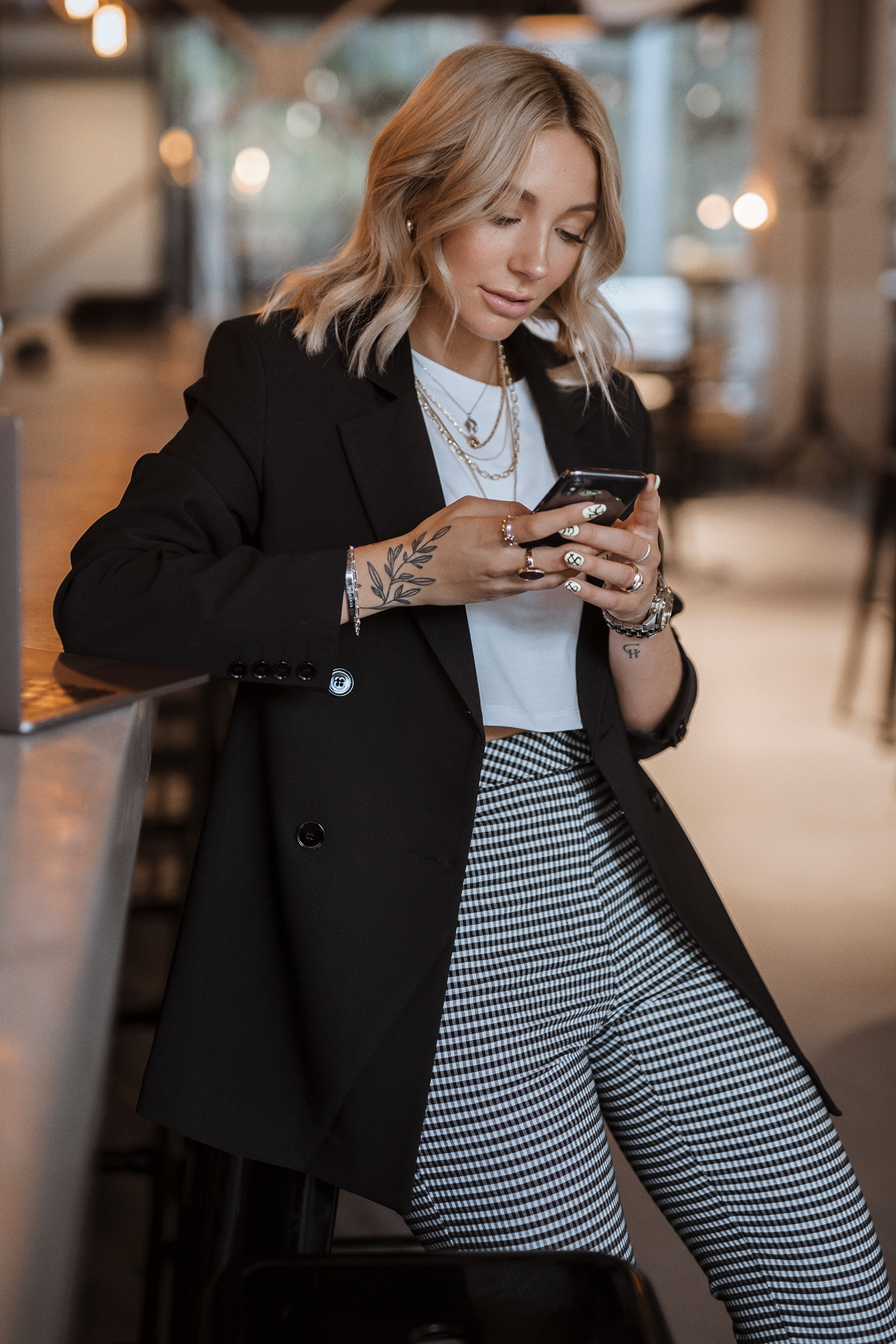 Double Button Blazer Black