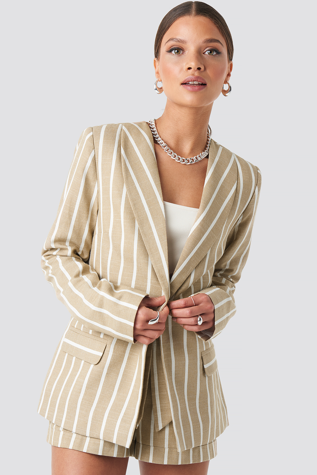 Straight Cut Blazer Light Beige