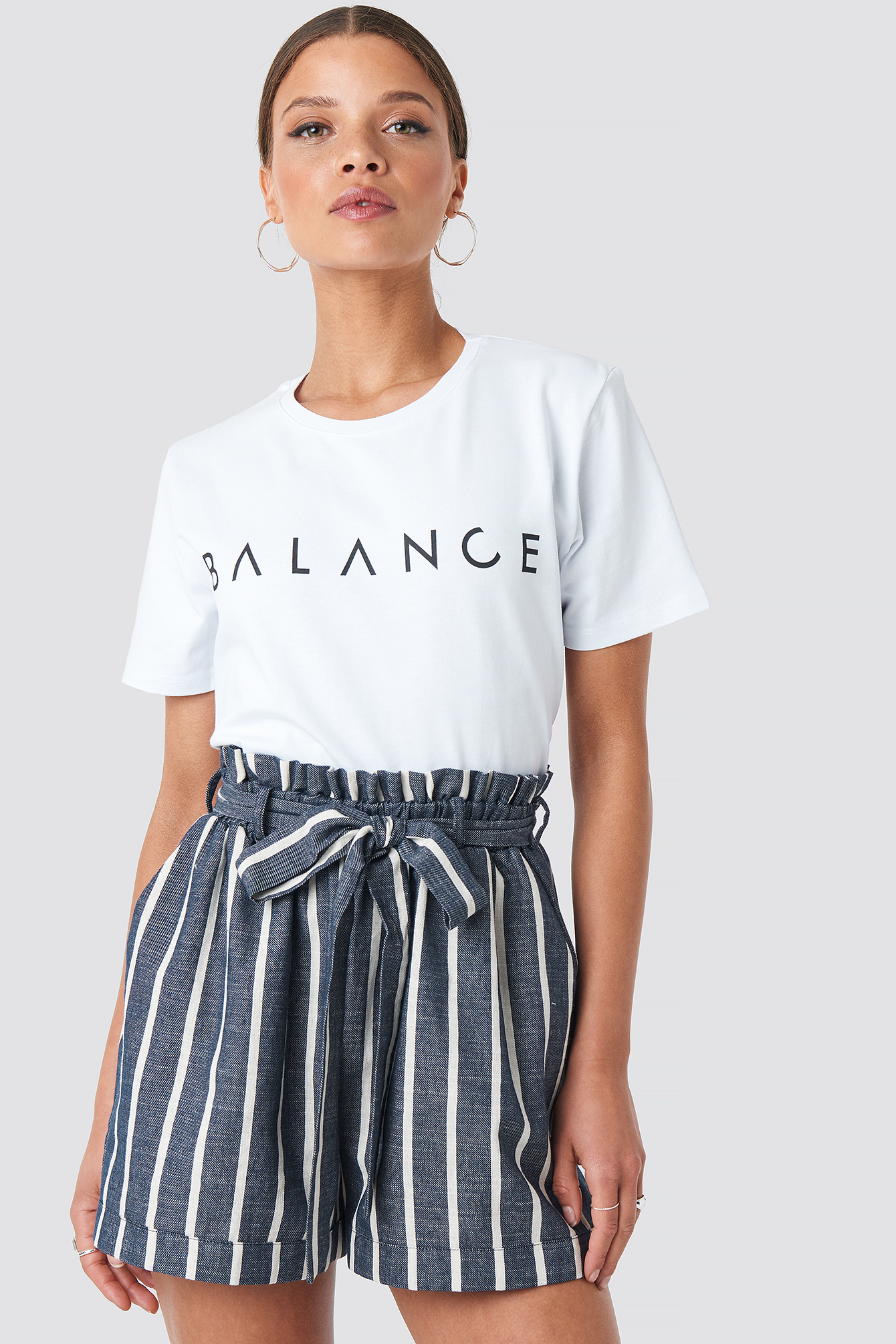 Tie Waist Relaxed Shorts Blue/White Stripe