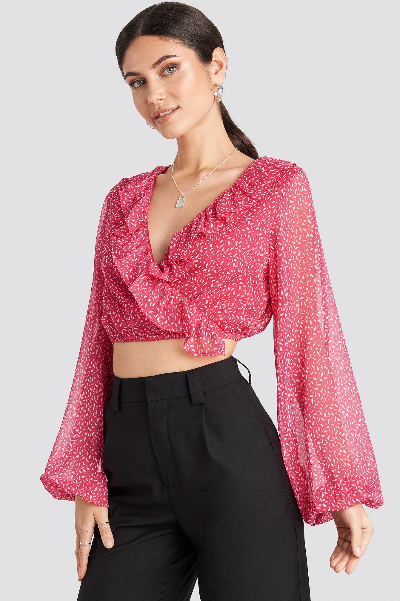 Overlap Frill Blouse Petal