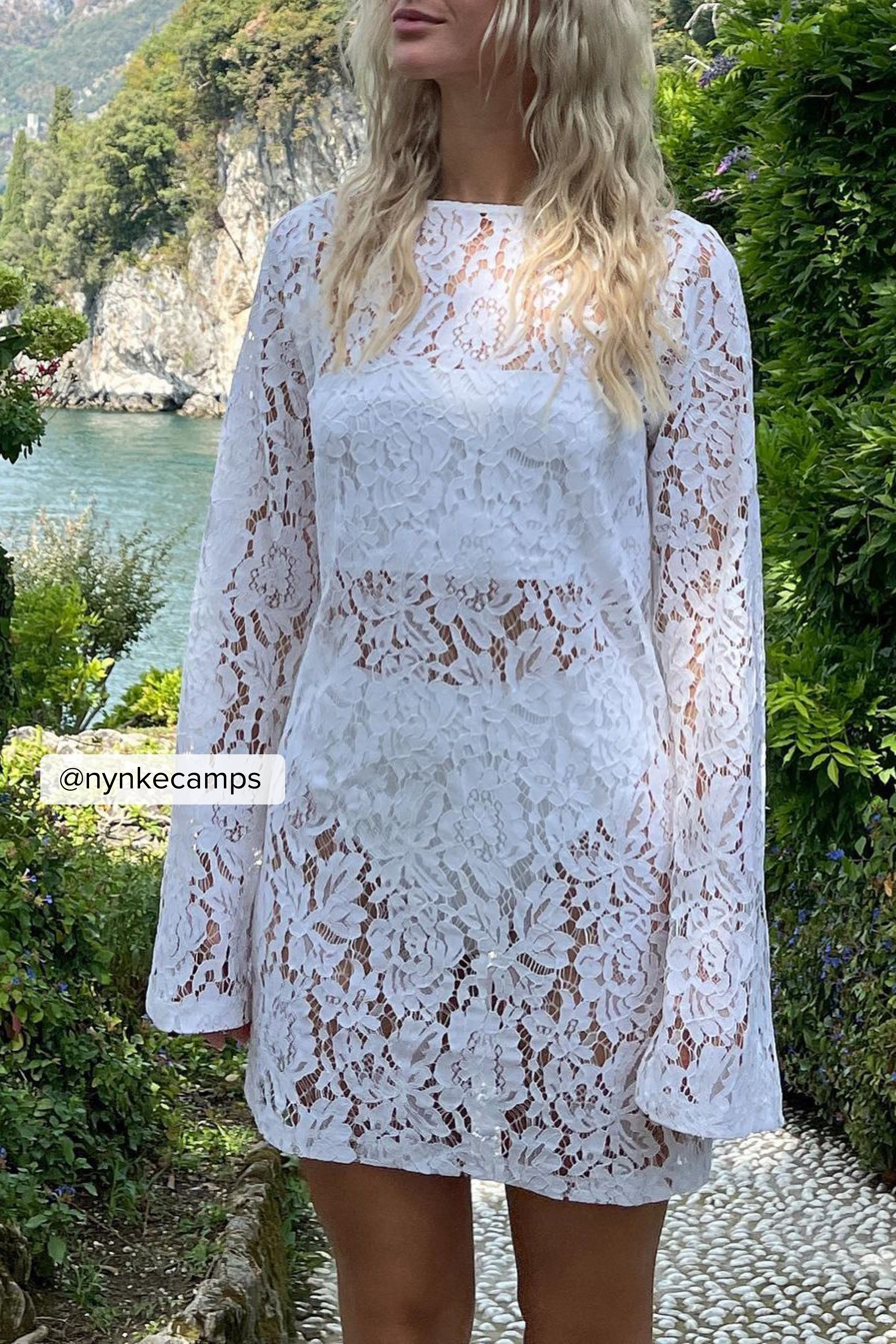 Womens White Long Sleeve Dresses | na 