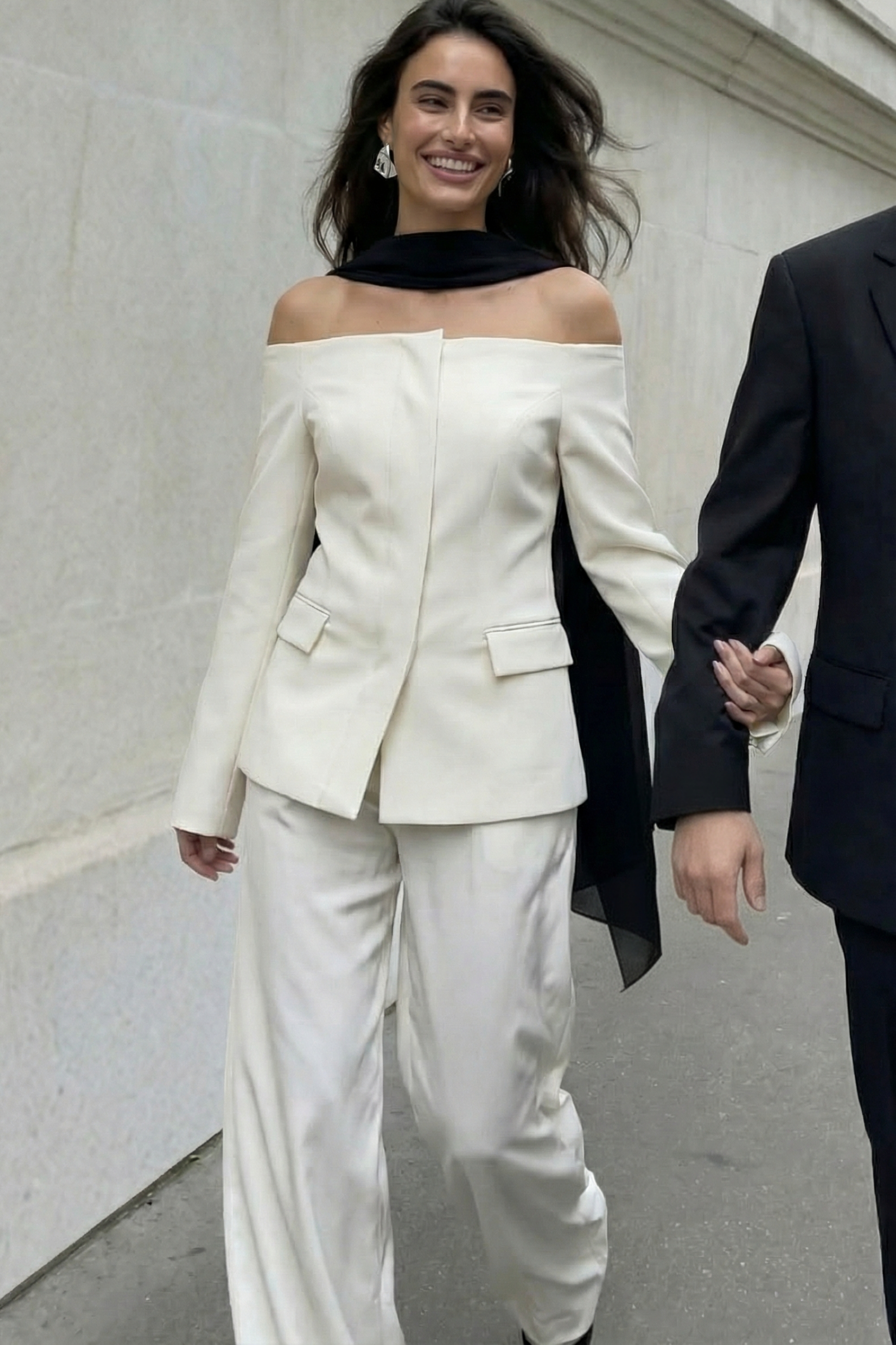 Off Shoulder Sculpted Blazer - Blazers - White - EU 34 - NA-KD / NAKD