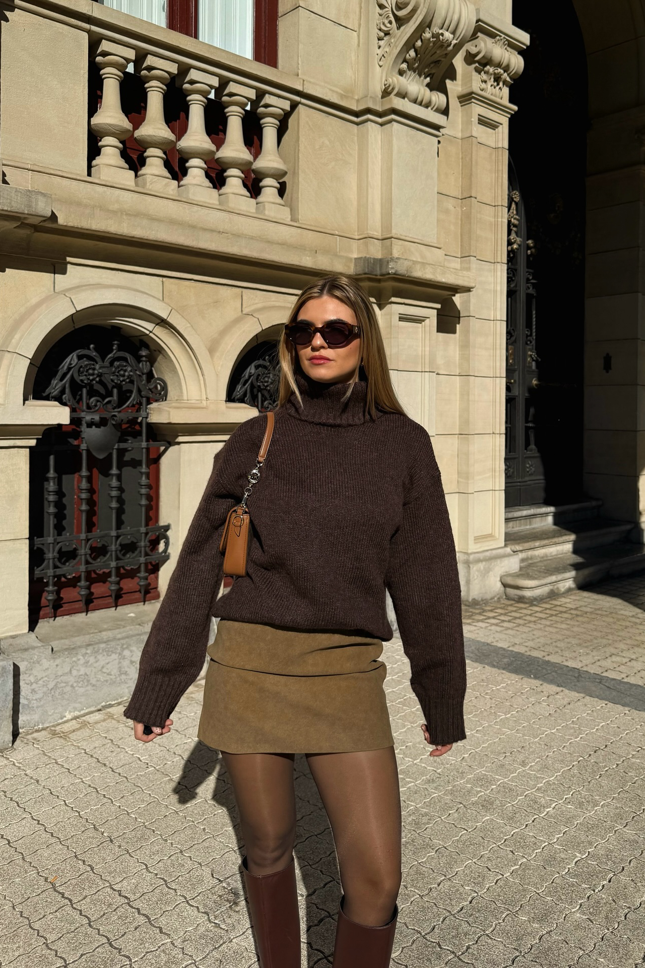 Faux suede mini skirt