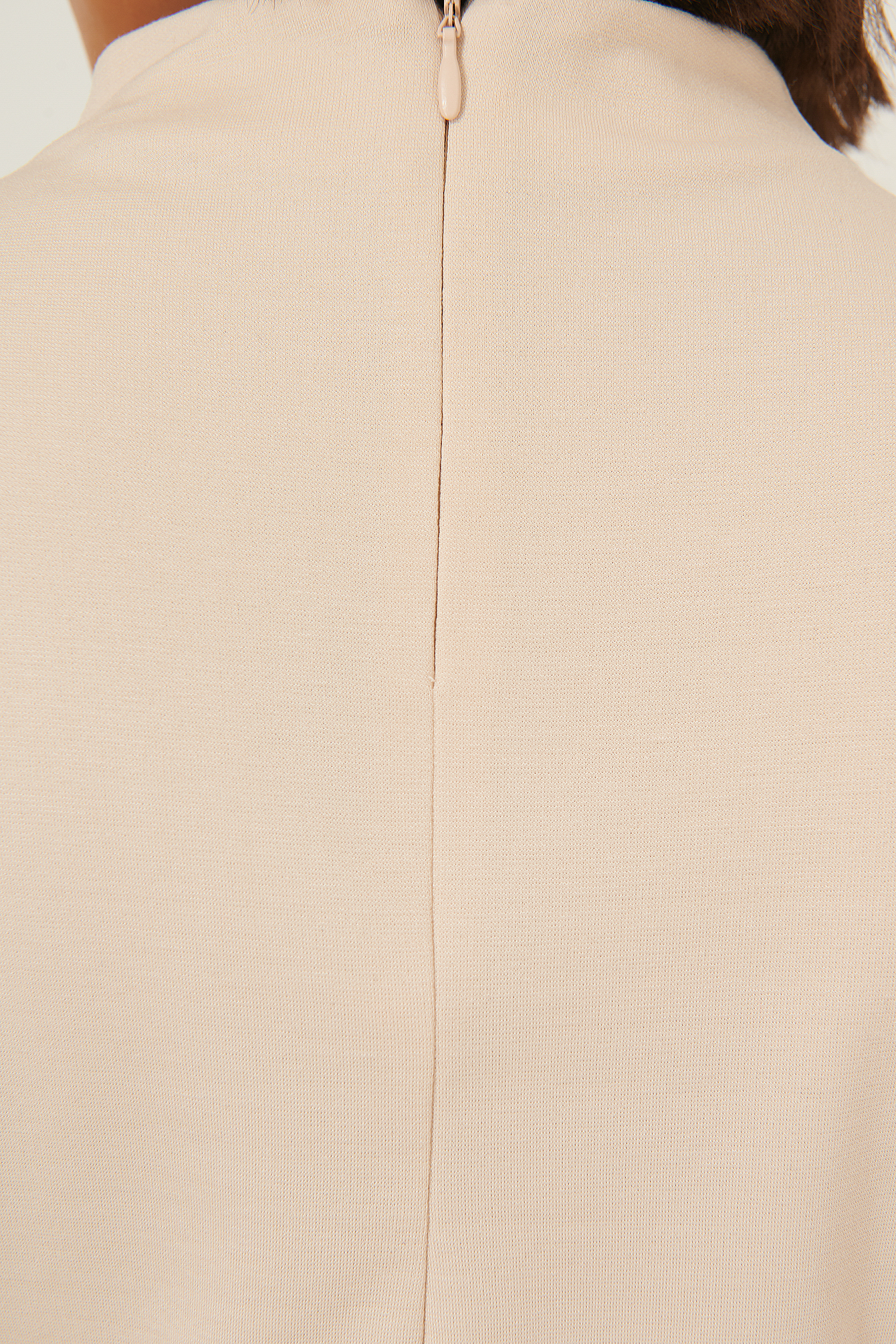 SELMA OMARI X NA-KD LONG SLEEVE JERSEY DRESS - BEIGE