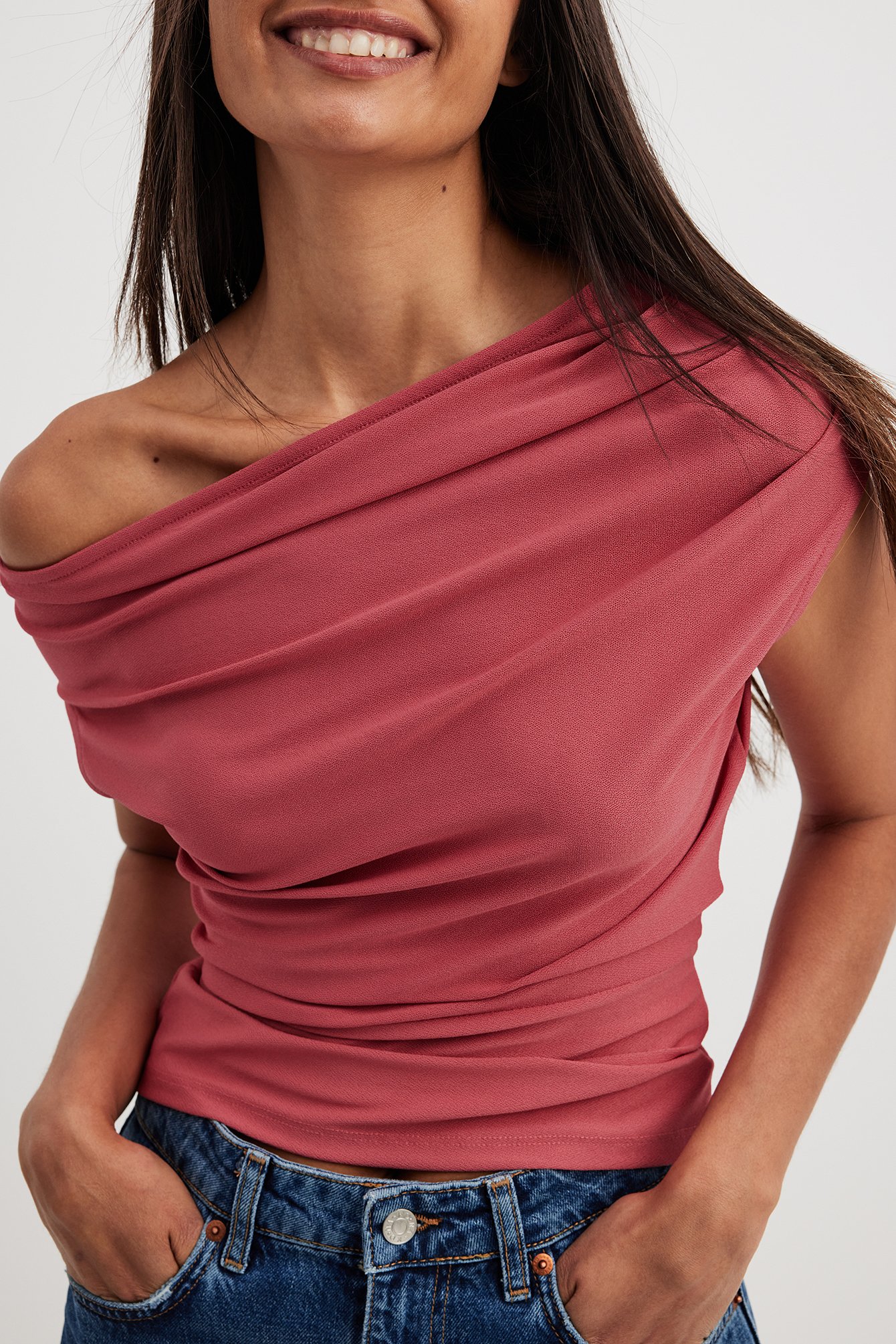 One Shoulder Jersey Top Pink | NA-KD