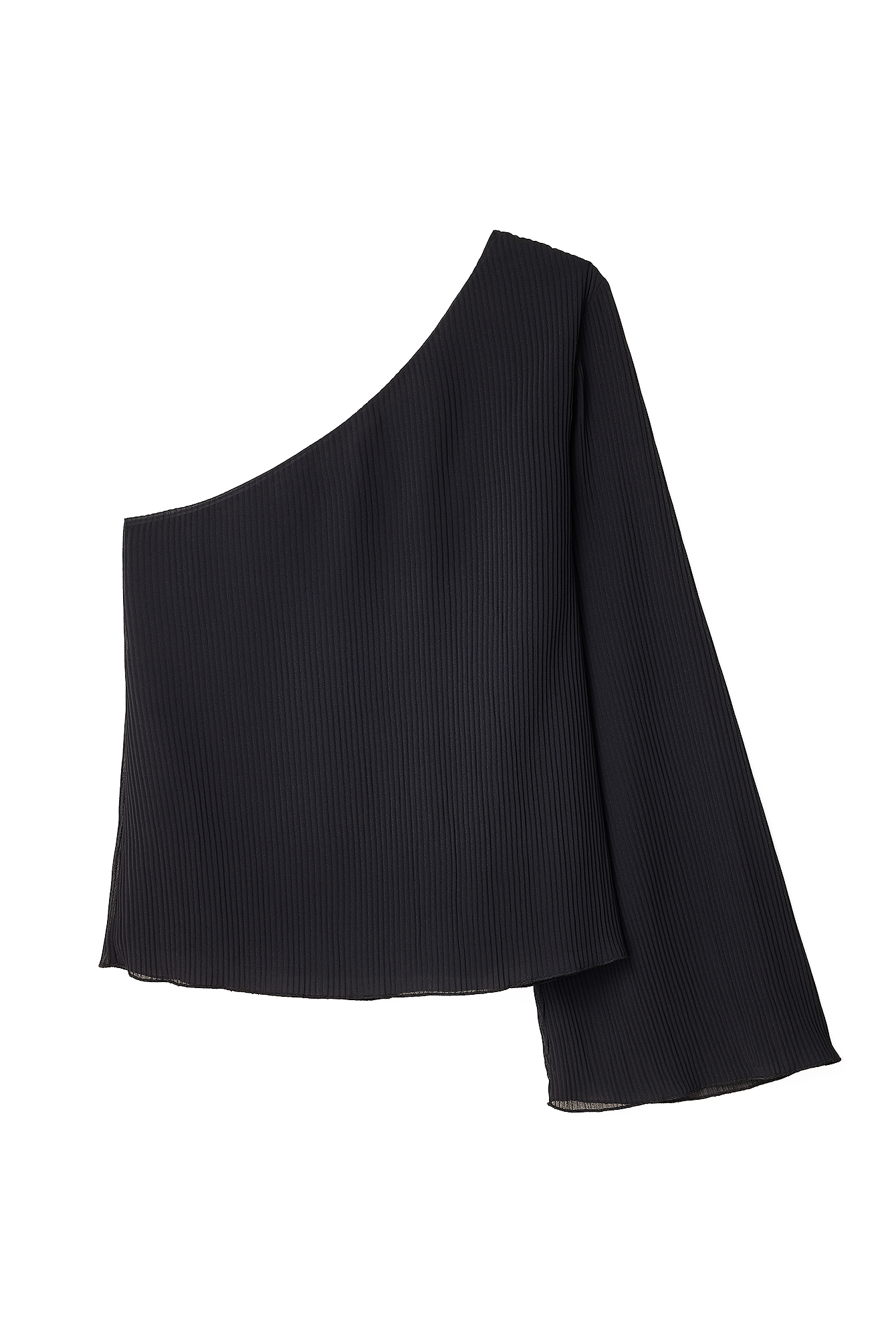 Pleated one-shoulder blouse