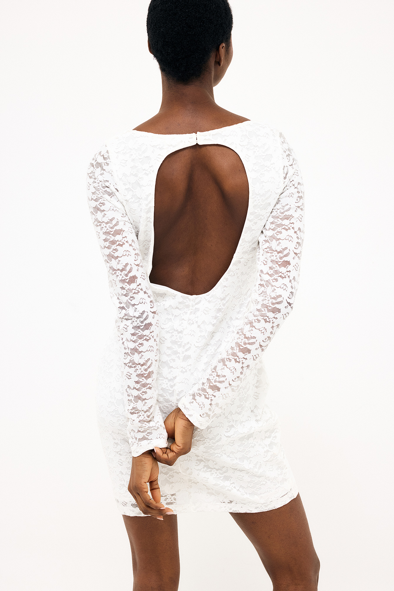 strapless open back dress Lace Halter Fit-and-Flare Wedding Dress
