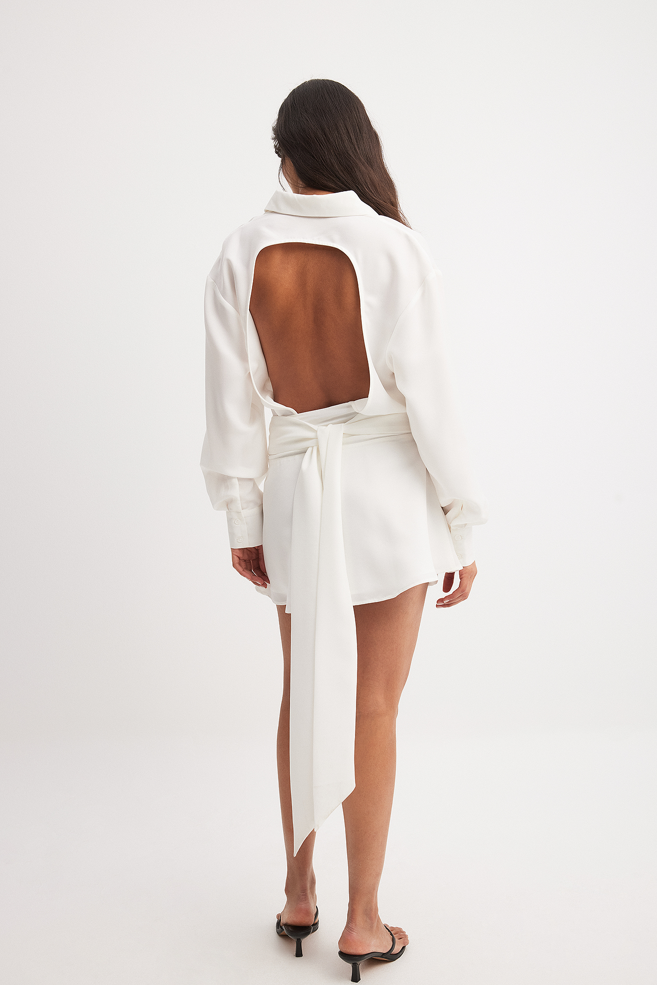 open back shirt dress Open Tie Back Shirt Dress White