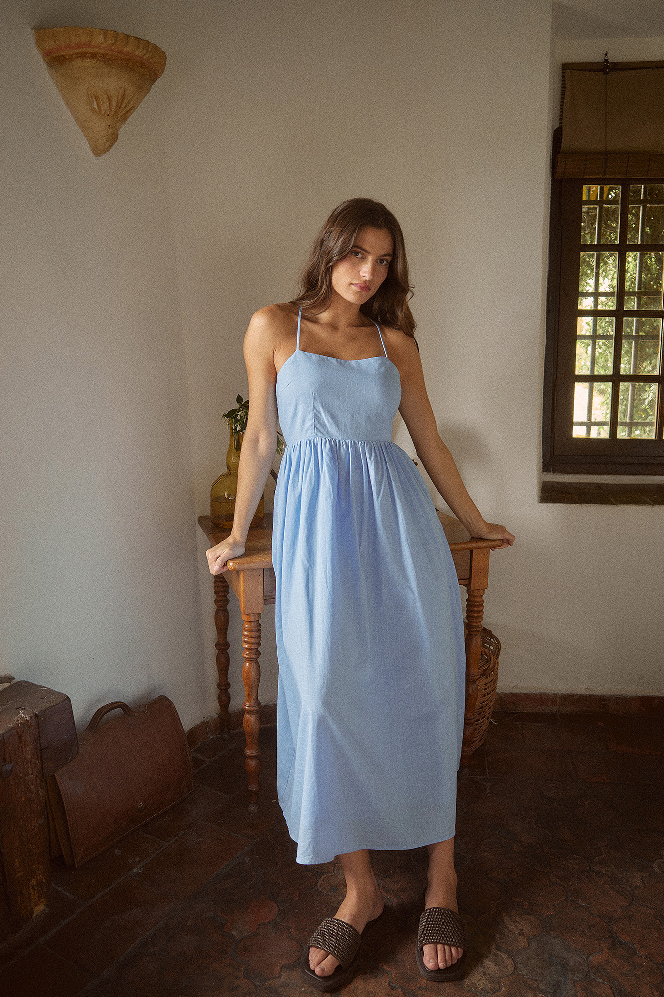 Open Back Tie Detail Midi Dress Blue | NA-KD Open Back Tie Detail Midi Dress Blue | NA-KD