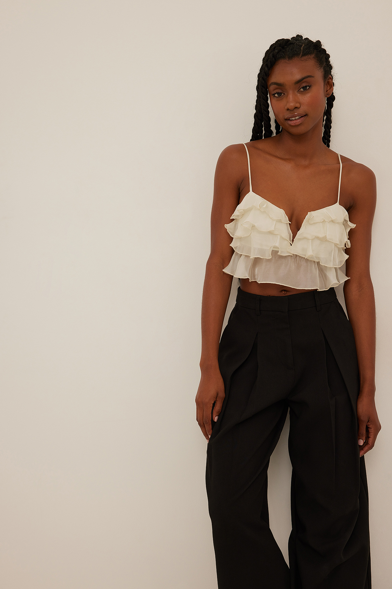 Organza Frill Top Beige | na-kd.com