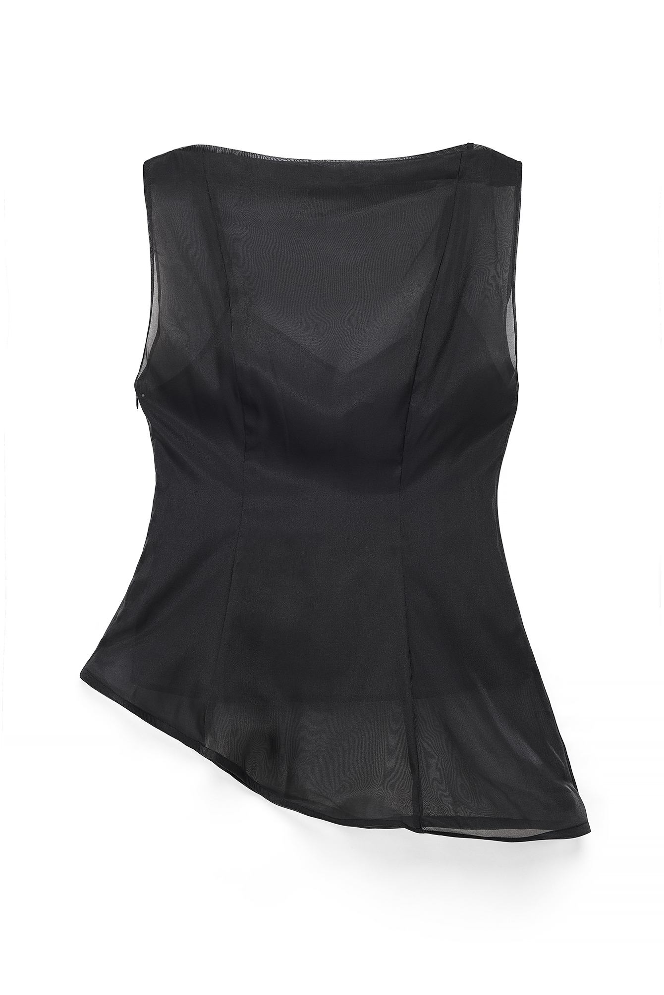 Black Organza Short Sleeve Top