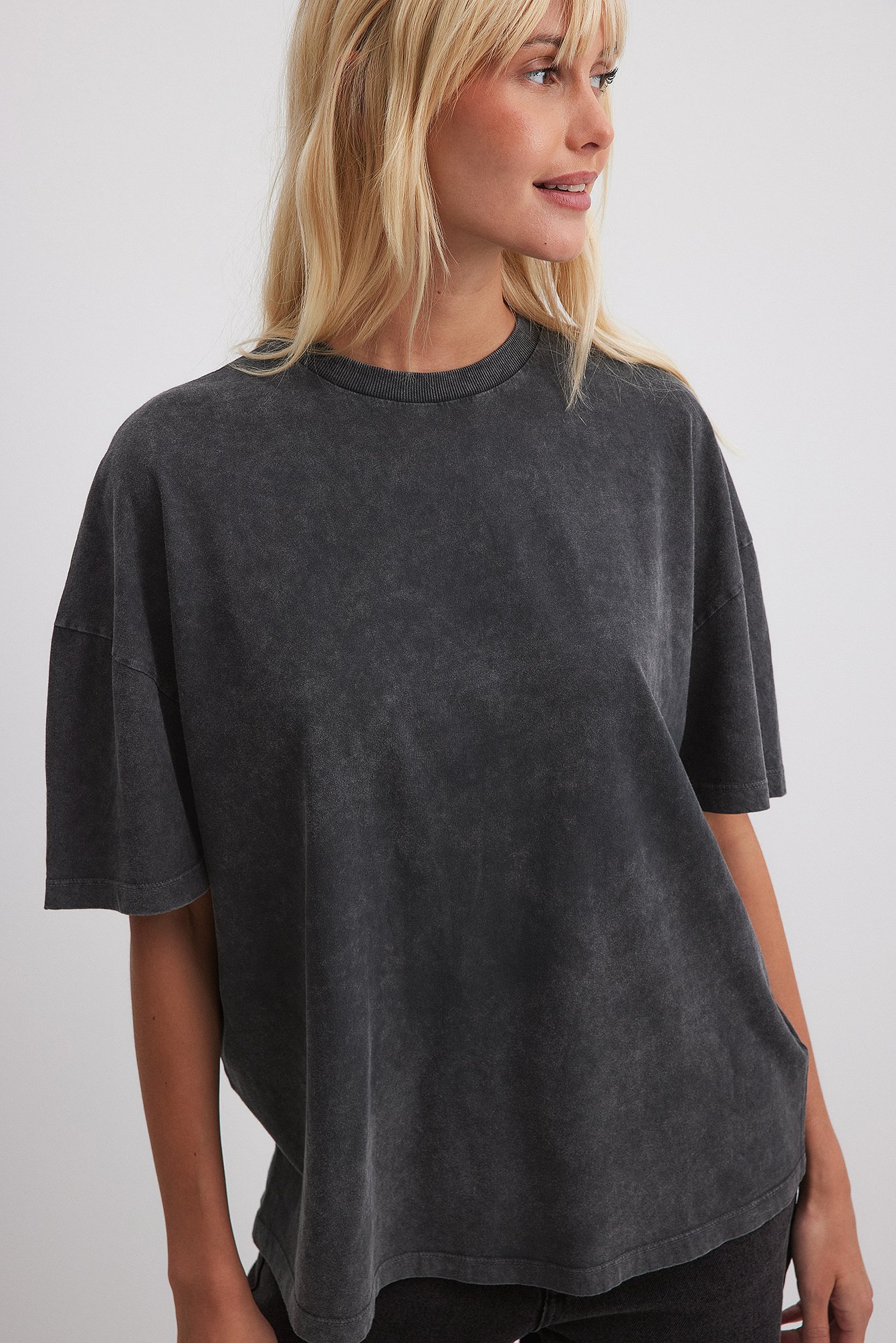 Oversized Acid Wash T-Shirt Grey | NA-KD