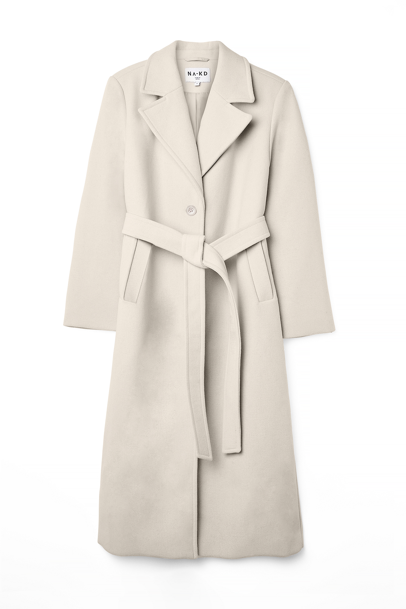 Oversize Mantel mit Gürtel Beige | NA-KD
