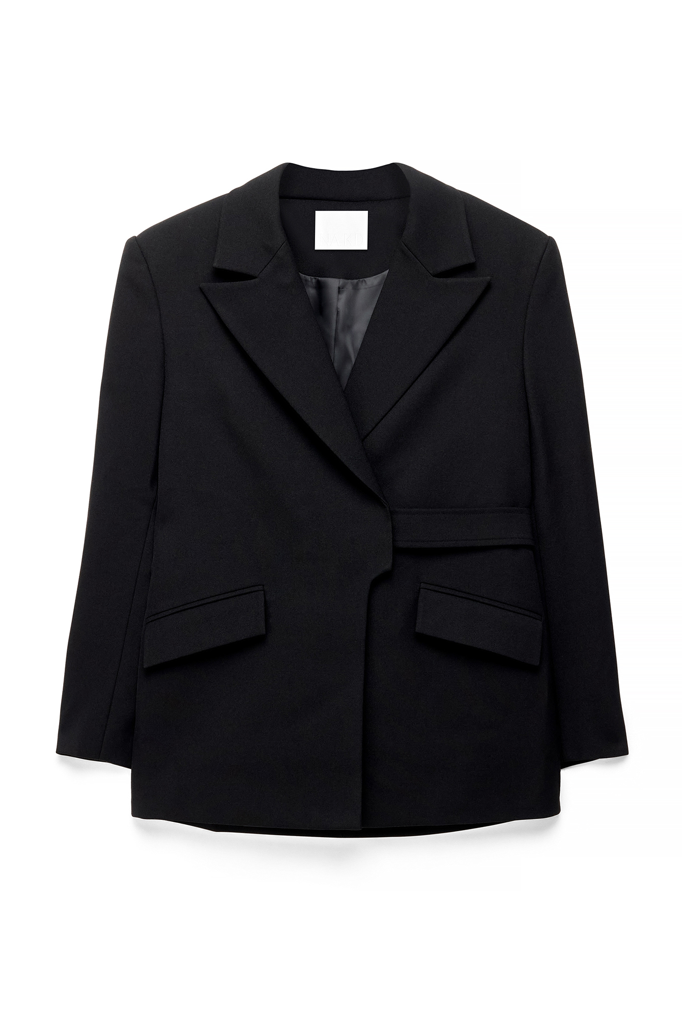 Black Oversized kavaj med bälte och detaljer