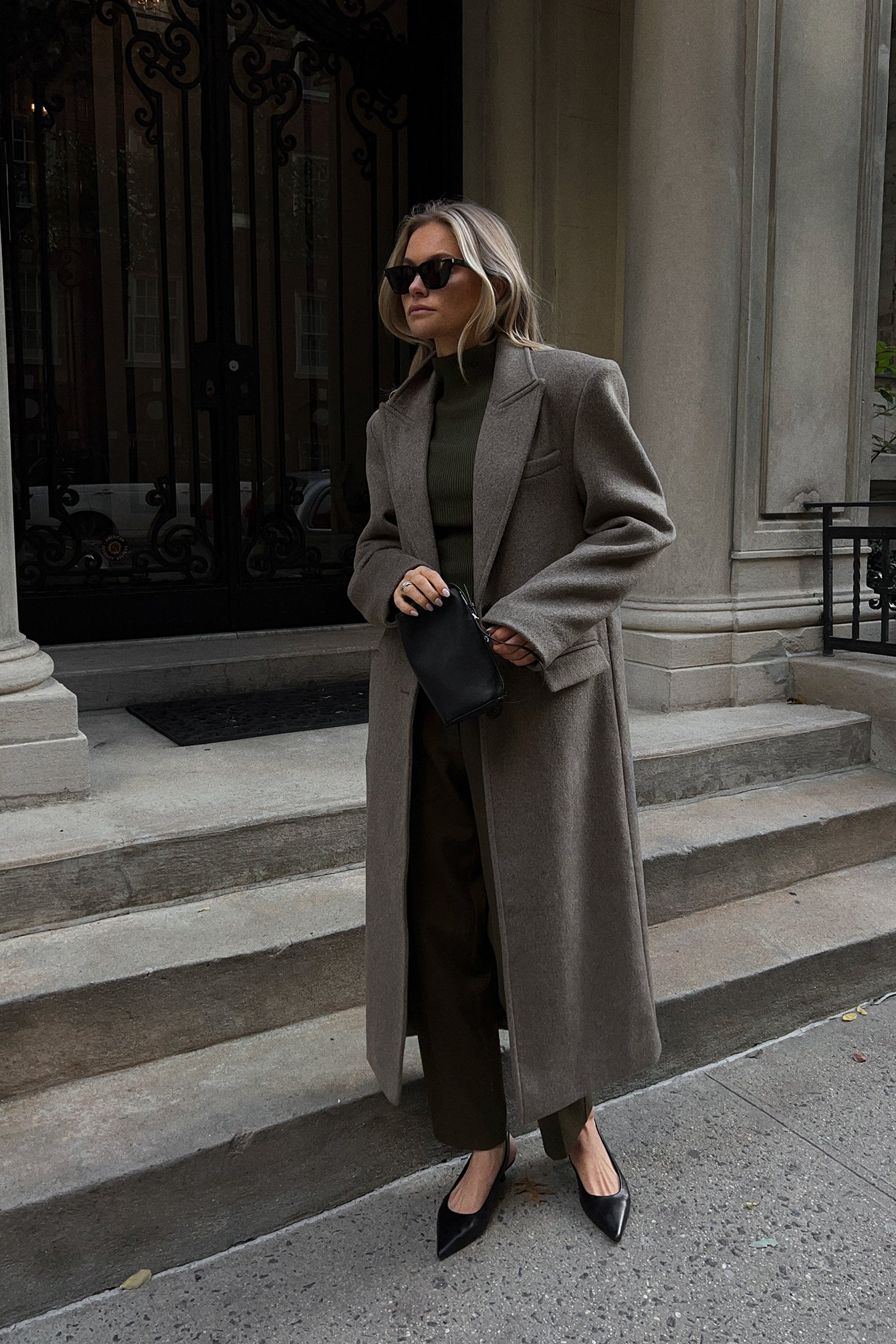 Oversized Big Shoulder Wool Blend Coat Grey