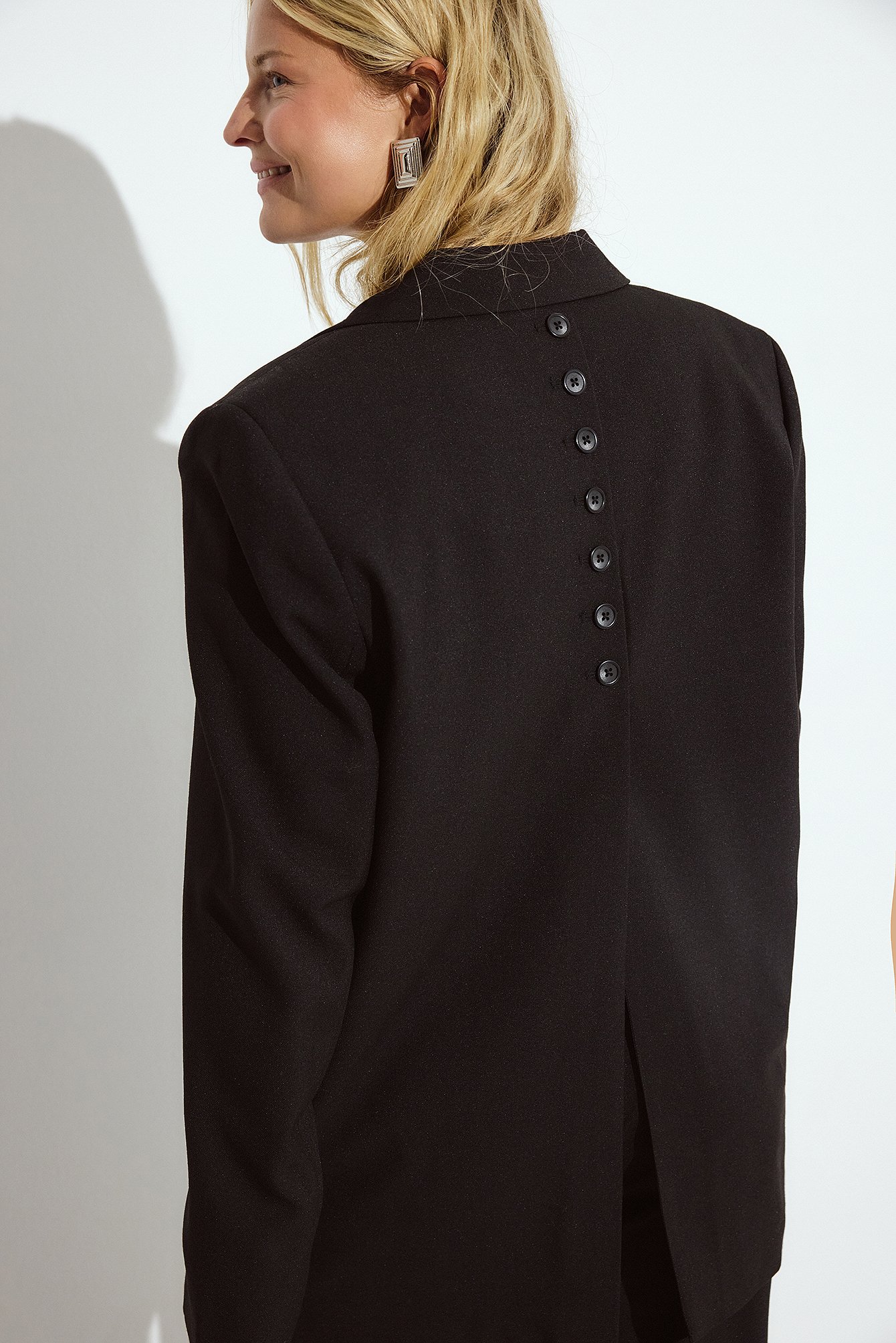 NA-KD Blazer oversize en tissu mélangé - Blazer ajusté - Noir - EU 32 - NA-KD / NAKD