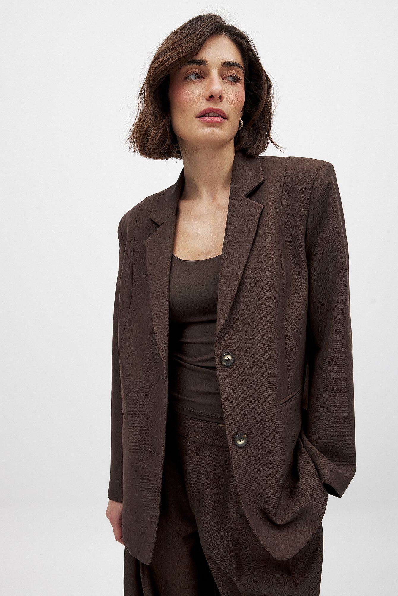 NA-KD Oversized Blazer - Tailored Blazers - Brown - EU 34 - NA-KD / NAKD