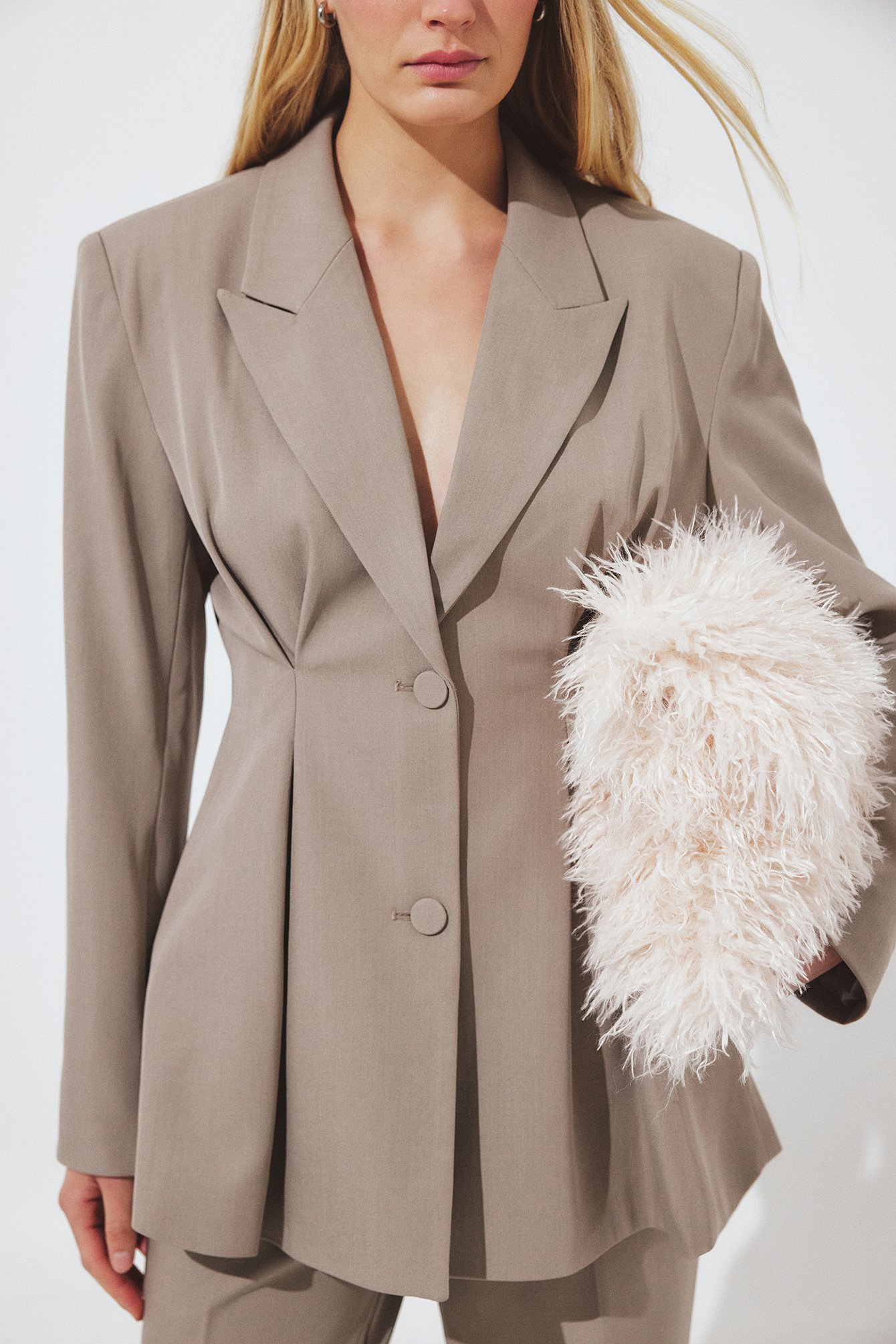 NA-KD Oversized Blazer Fitted Waist - Tailored Blazers - Brown - EU 32 - NA-KD / NAKD