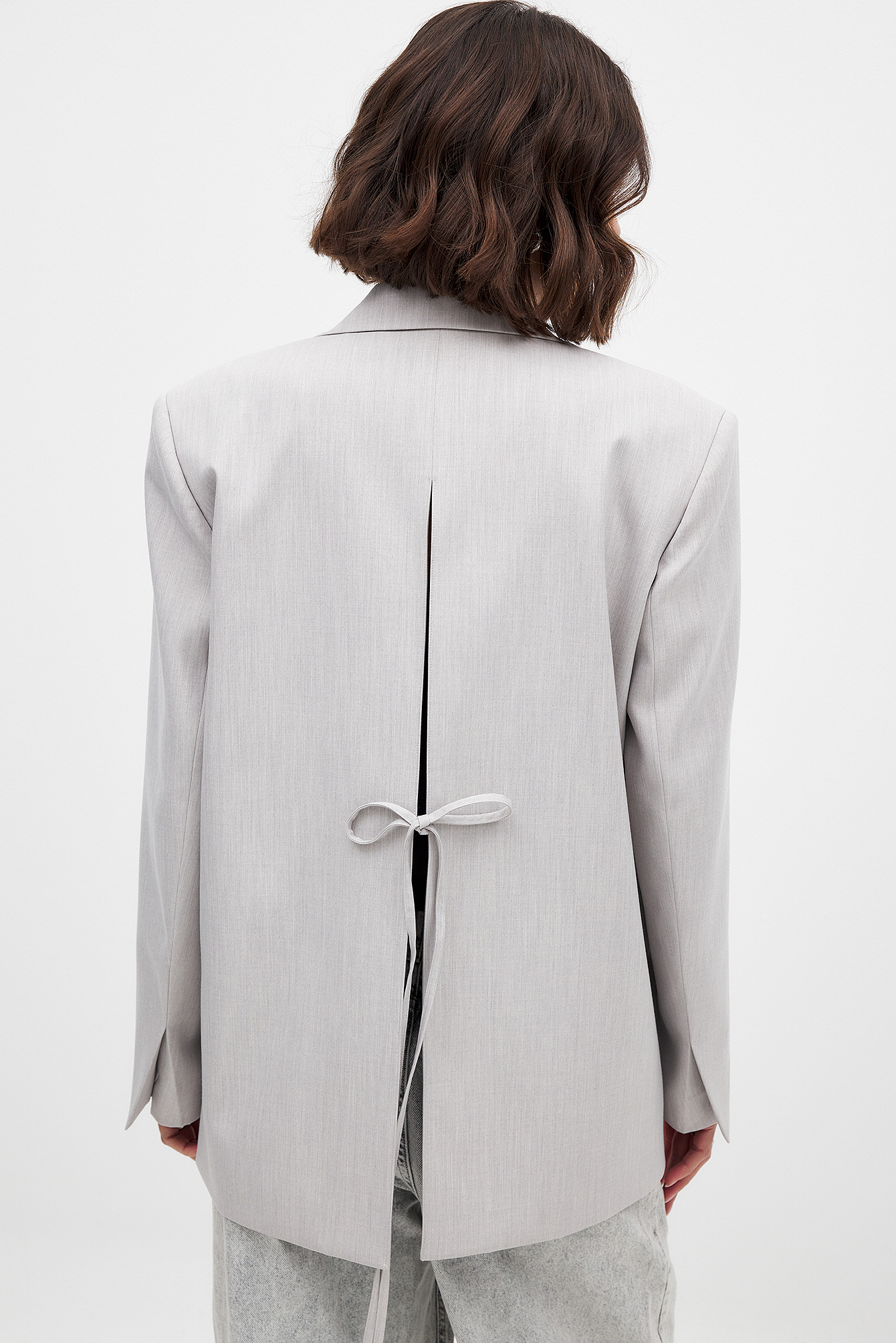 NA-KD Oversized blazer met open rug - Lange Blazers - Grijs - EU 44 - NA-KD / NAKD