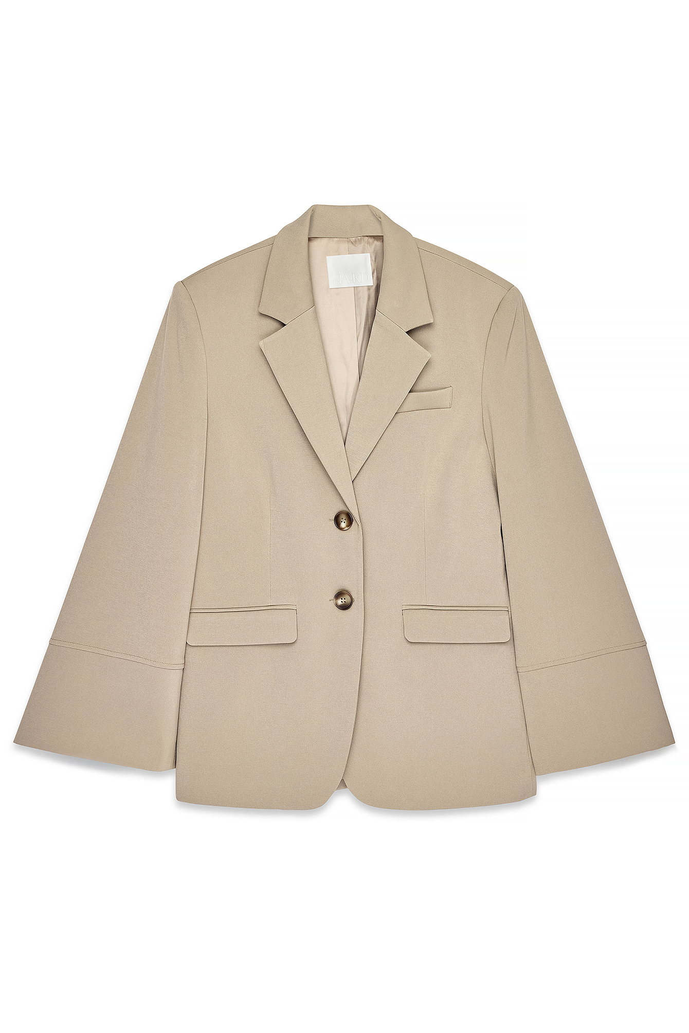 Taupe Oversized Blazer With Wide Sleeves